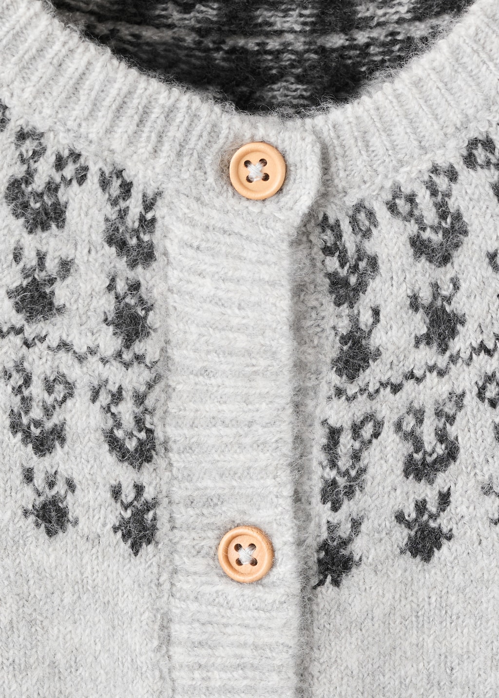 Knitted cardigan with patterned trim