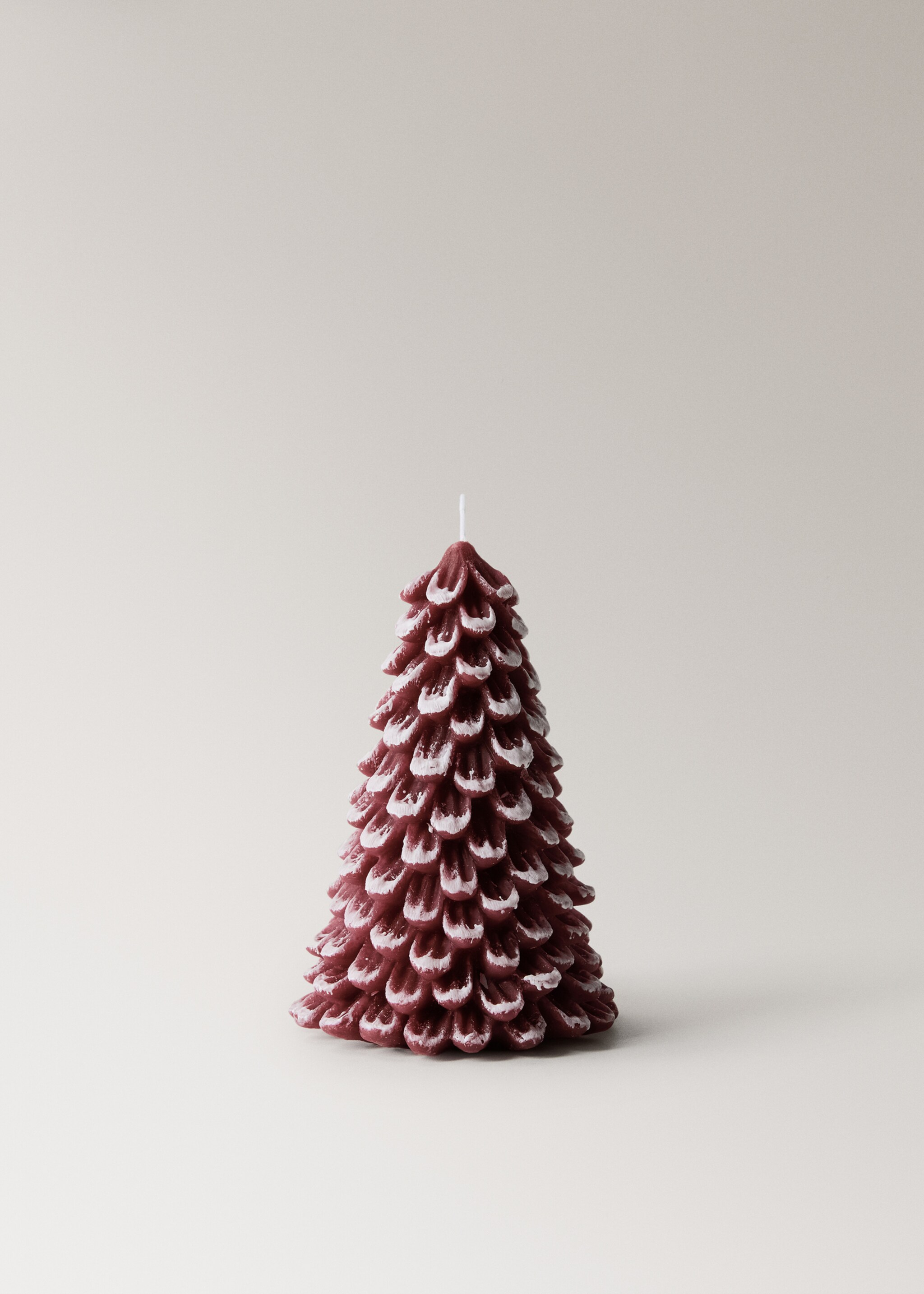 Decorative snow-covered fir candle - Article without model, Maroon. Ref: 17008645-00.