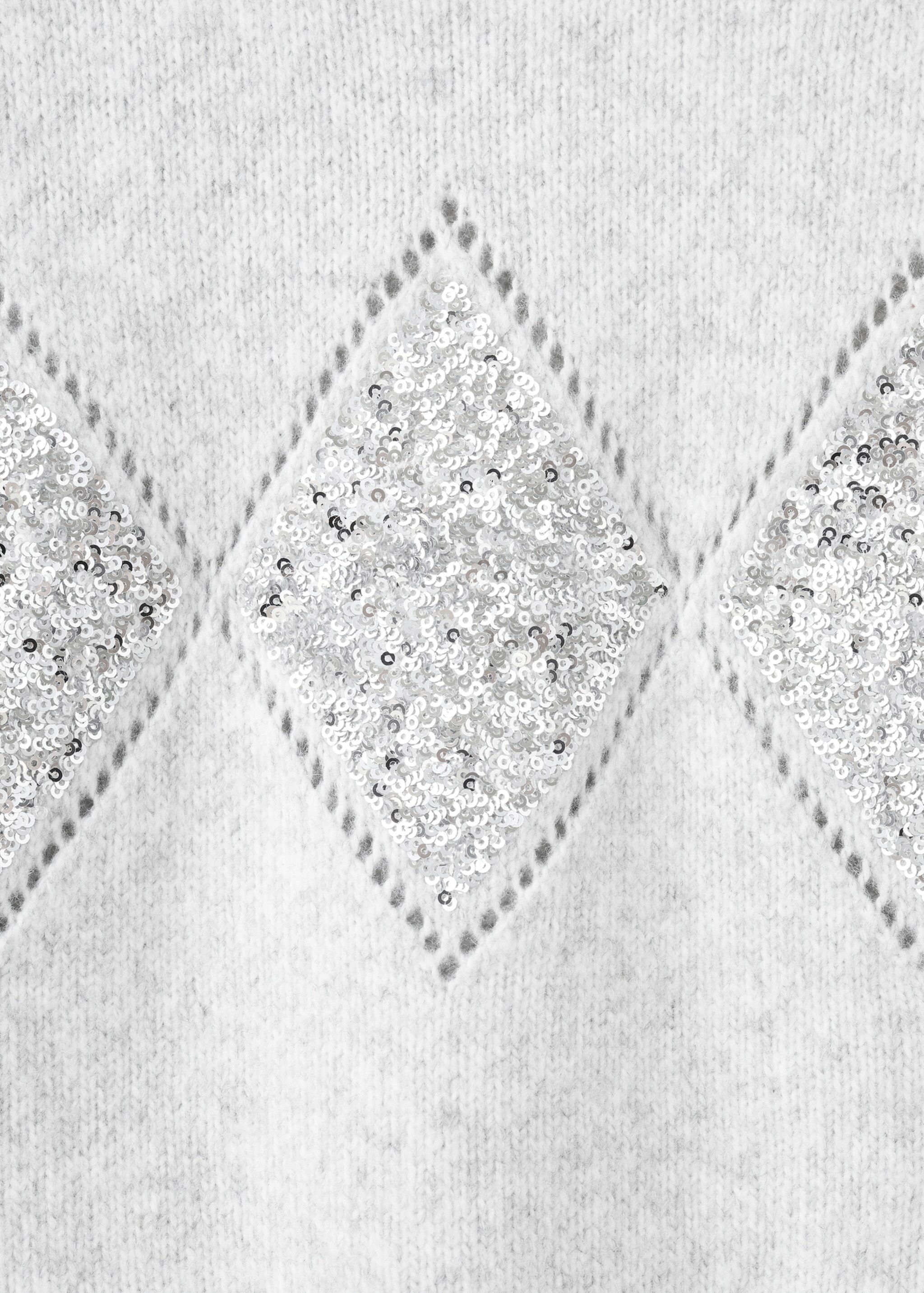 Sweater diamond - Details of the article 8, Light Heather Grey. Ref: 17009108-00.