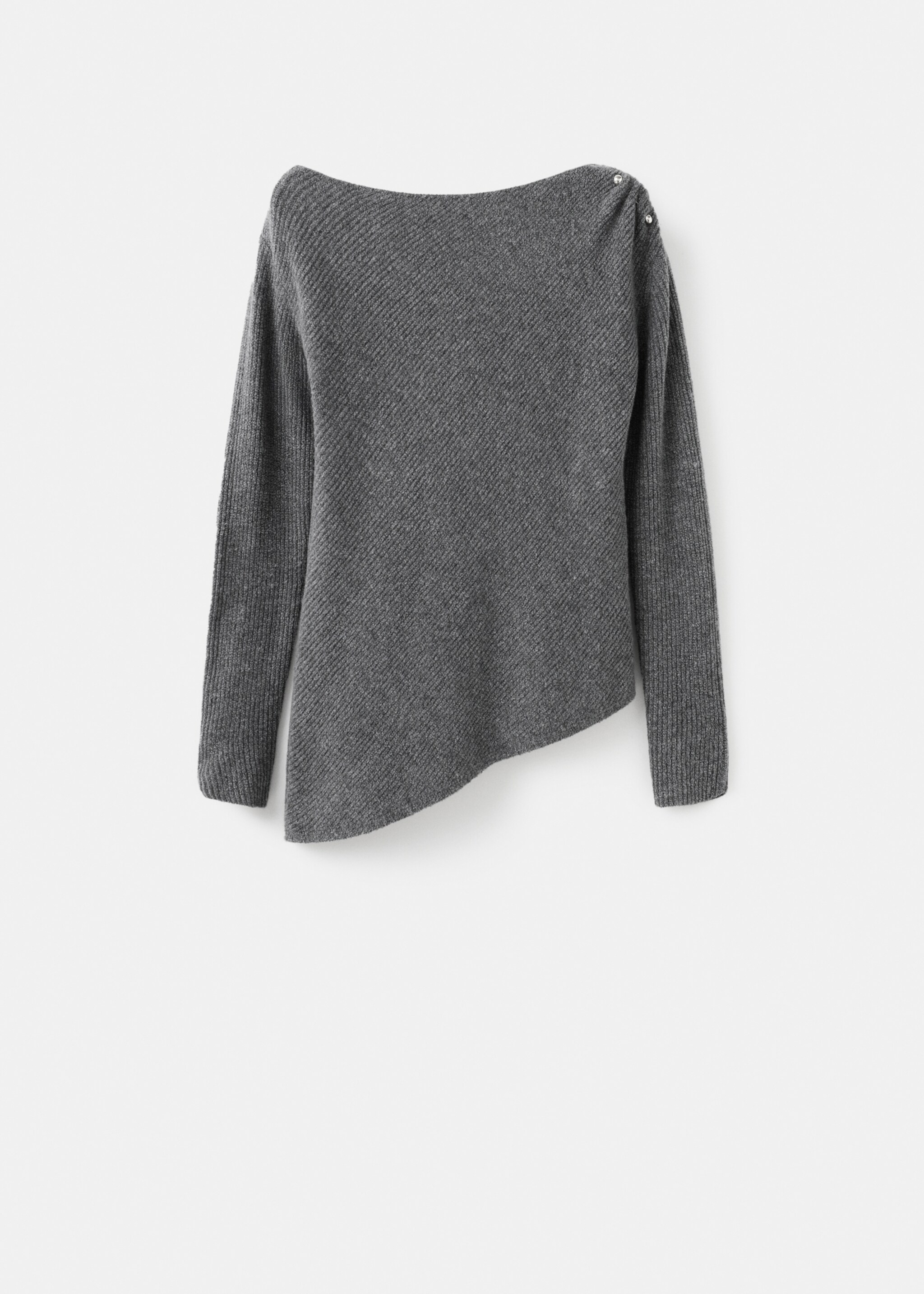 Asymmetrical sweater with metallic detail - Article without model, Medium Heather Grey. Ref: 17009116-00.