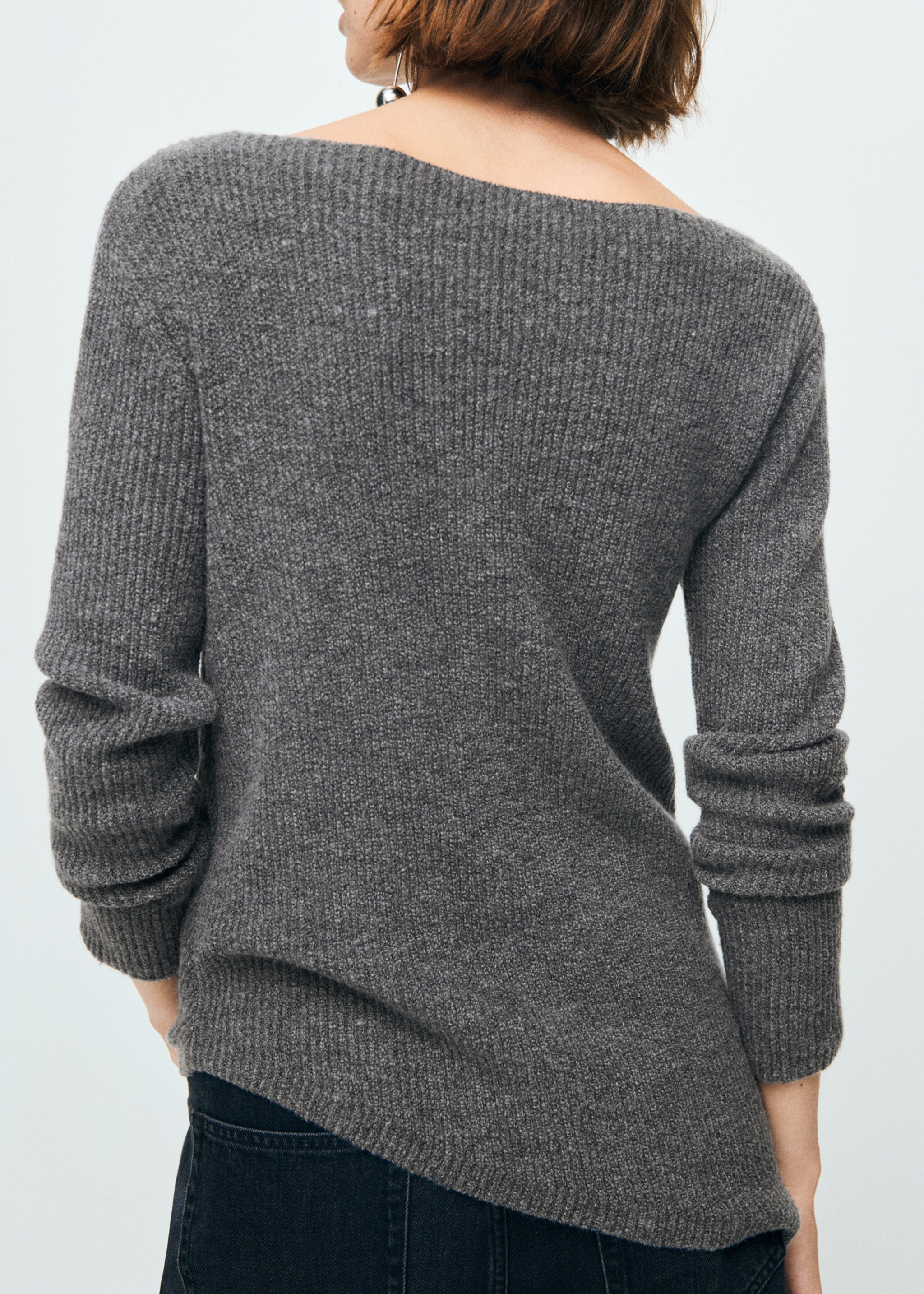 Asymmetrical sweater with metallic detail - Reverse of the article, Medium Heather Grey. Ref: 17009116-00.