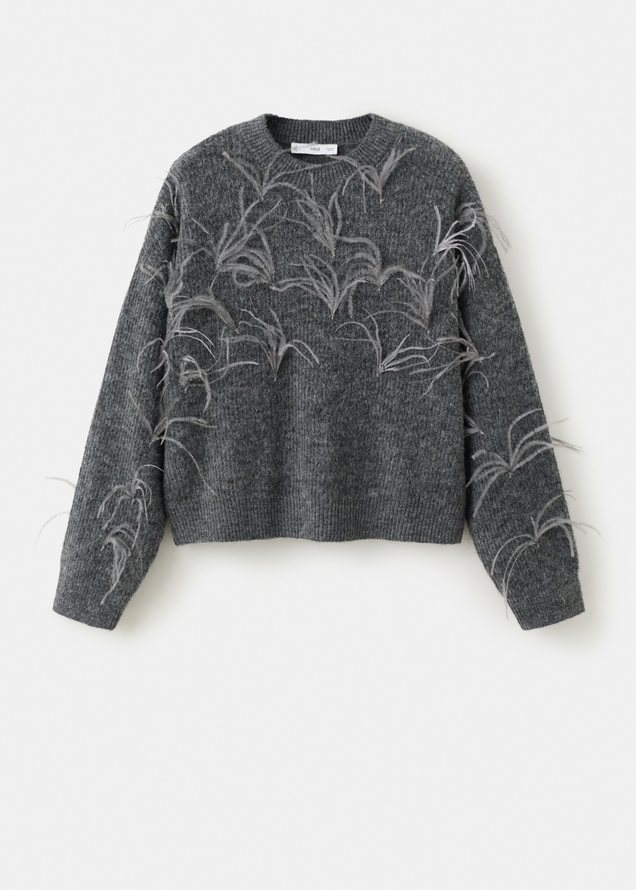 Knitted sweater with feathers - Article without model, Medium Heather Grey. Ref: 17009117-00.