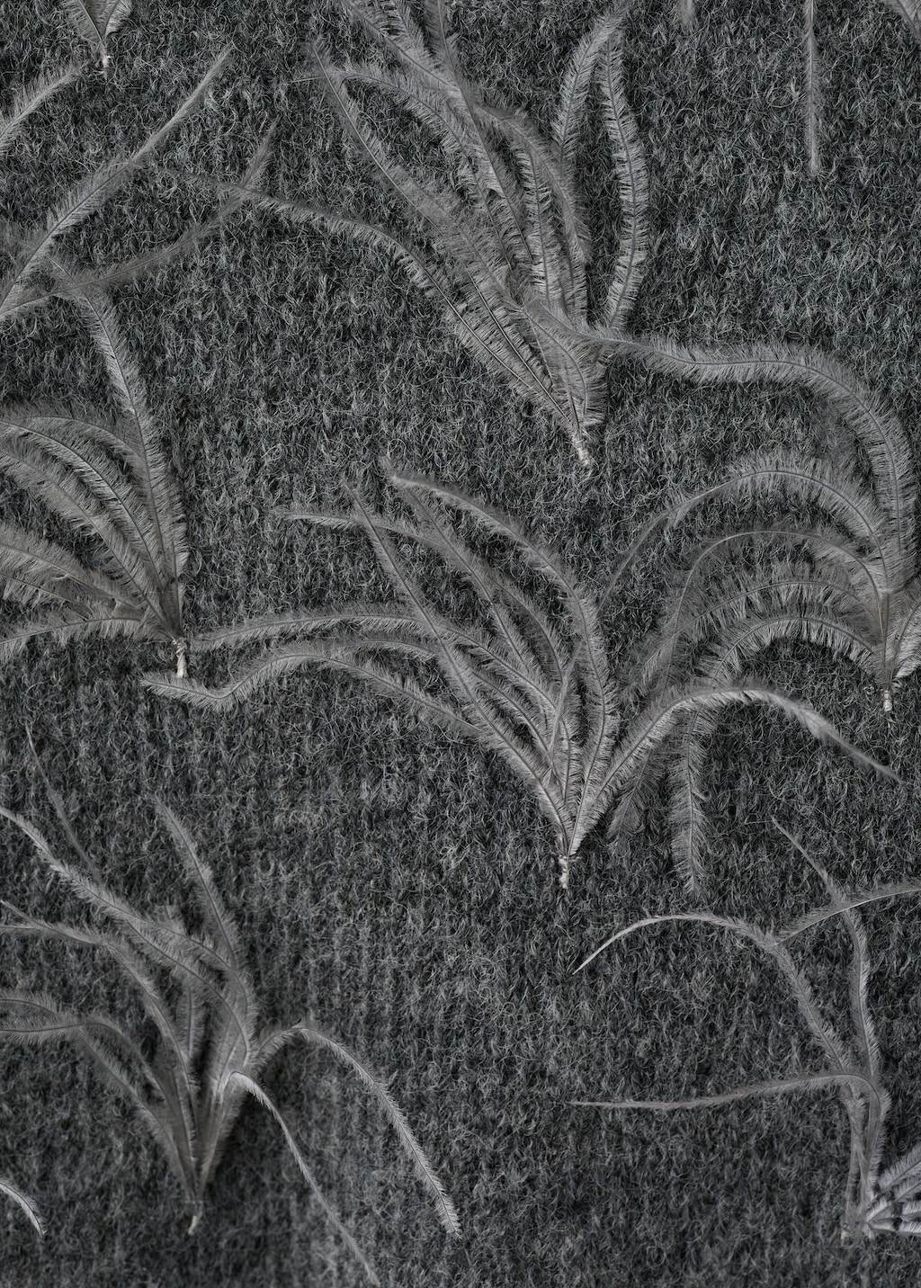 Knitted sweater with feathers