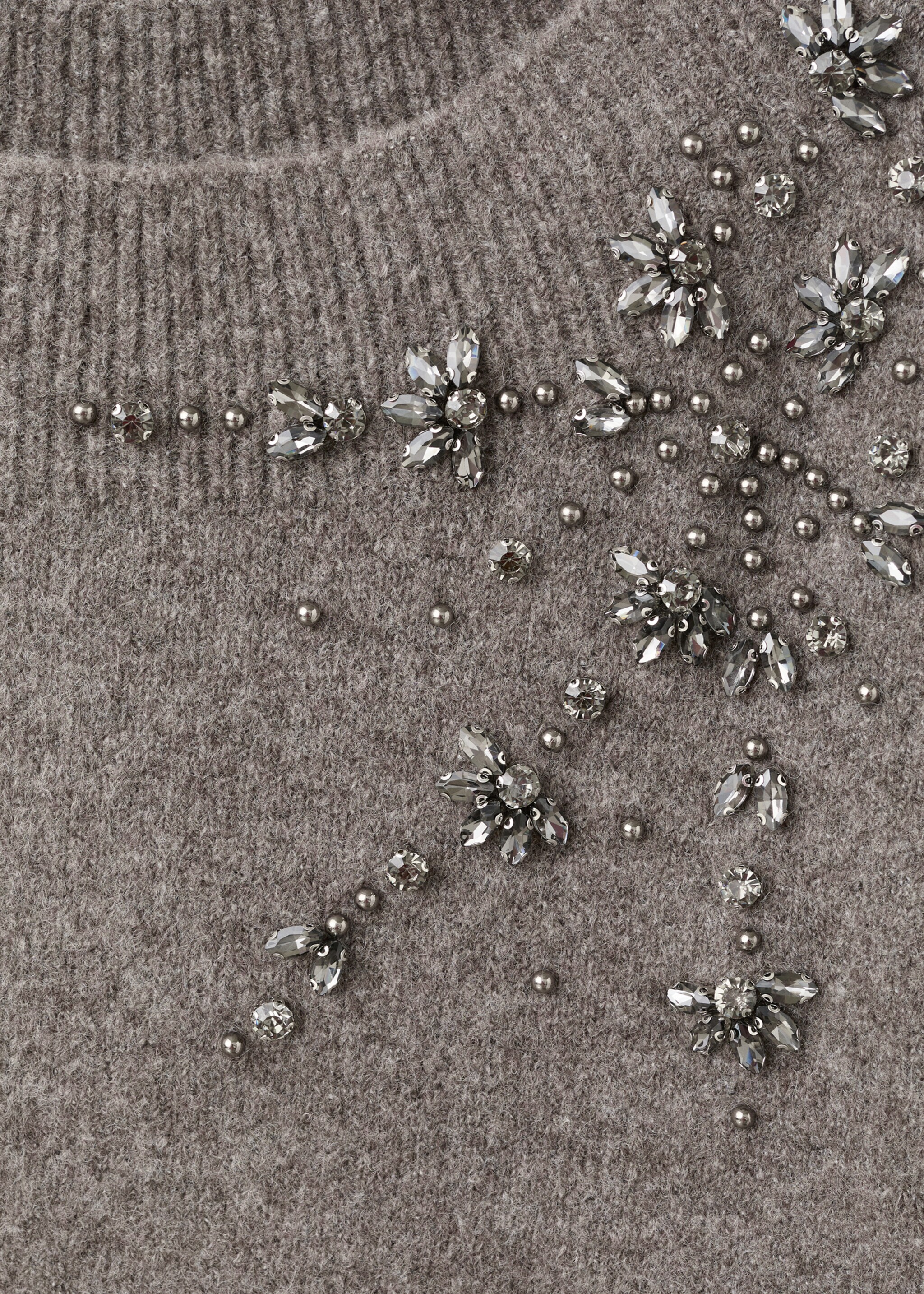 Crystal detail sweatshirt - Details of the article 8, Medium Brown. Ref: 17009118-00.