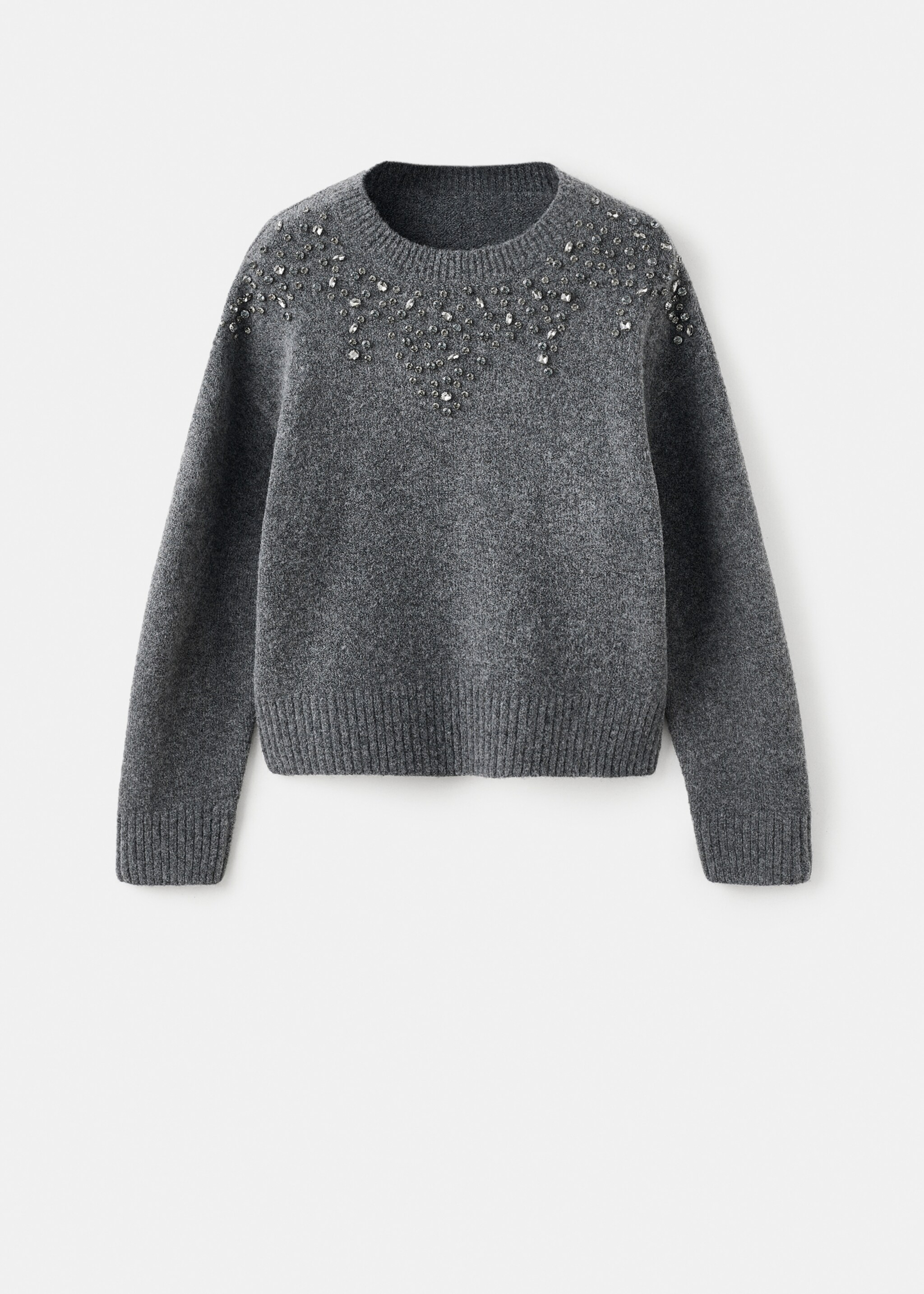 Knitted sweater with sequins - Article without model, Dark Heather Grey. Ref: 17009119-00.