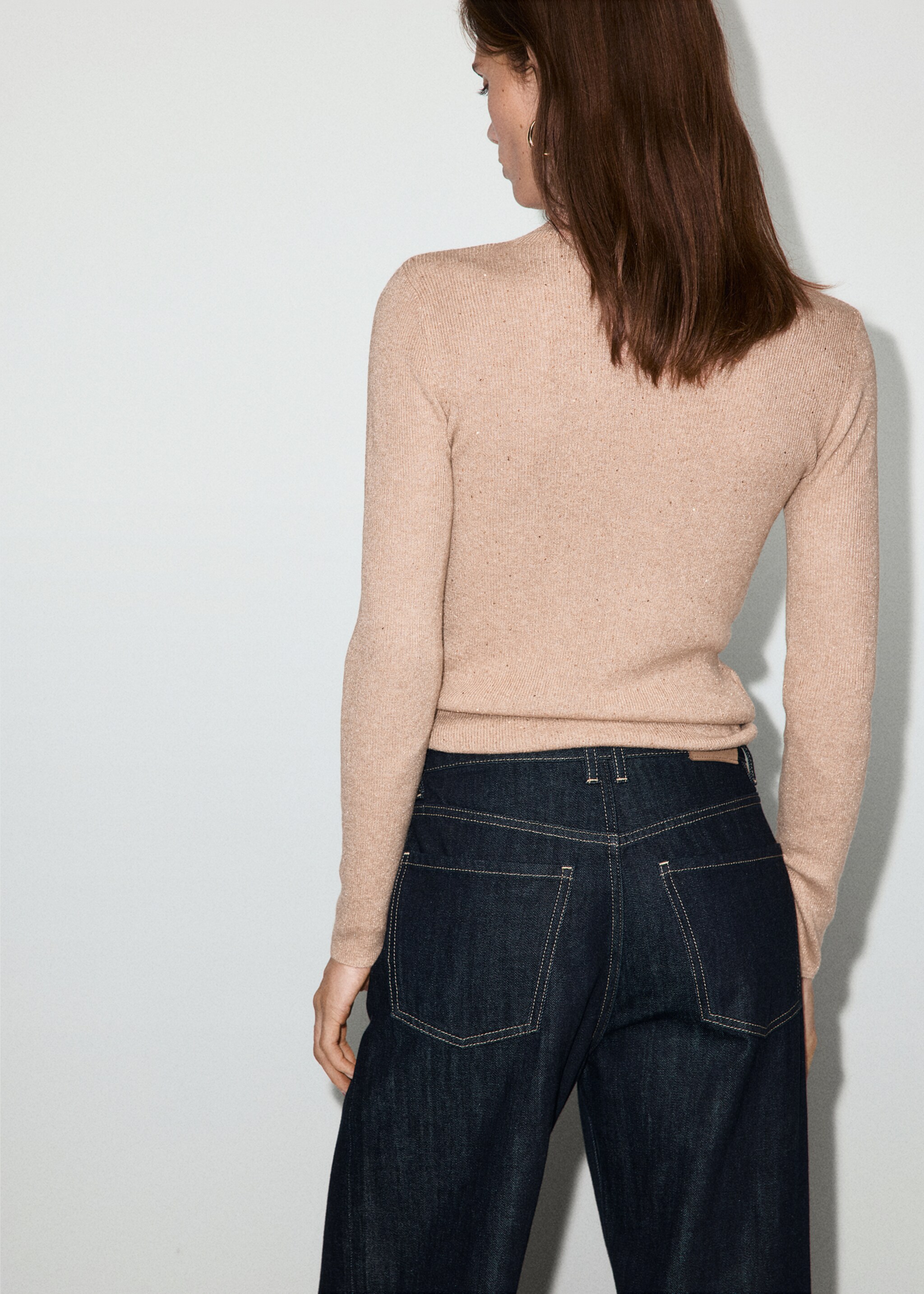 Lurex perkins-neck sweater - Reverse of the article, Medium Brown. Ref: 17009122-00.