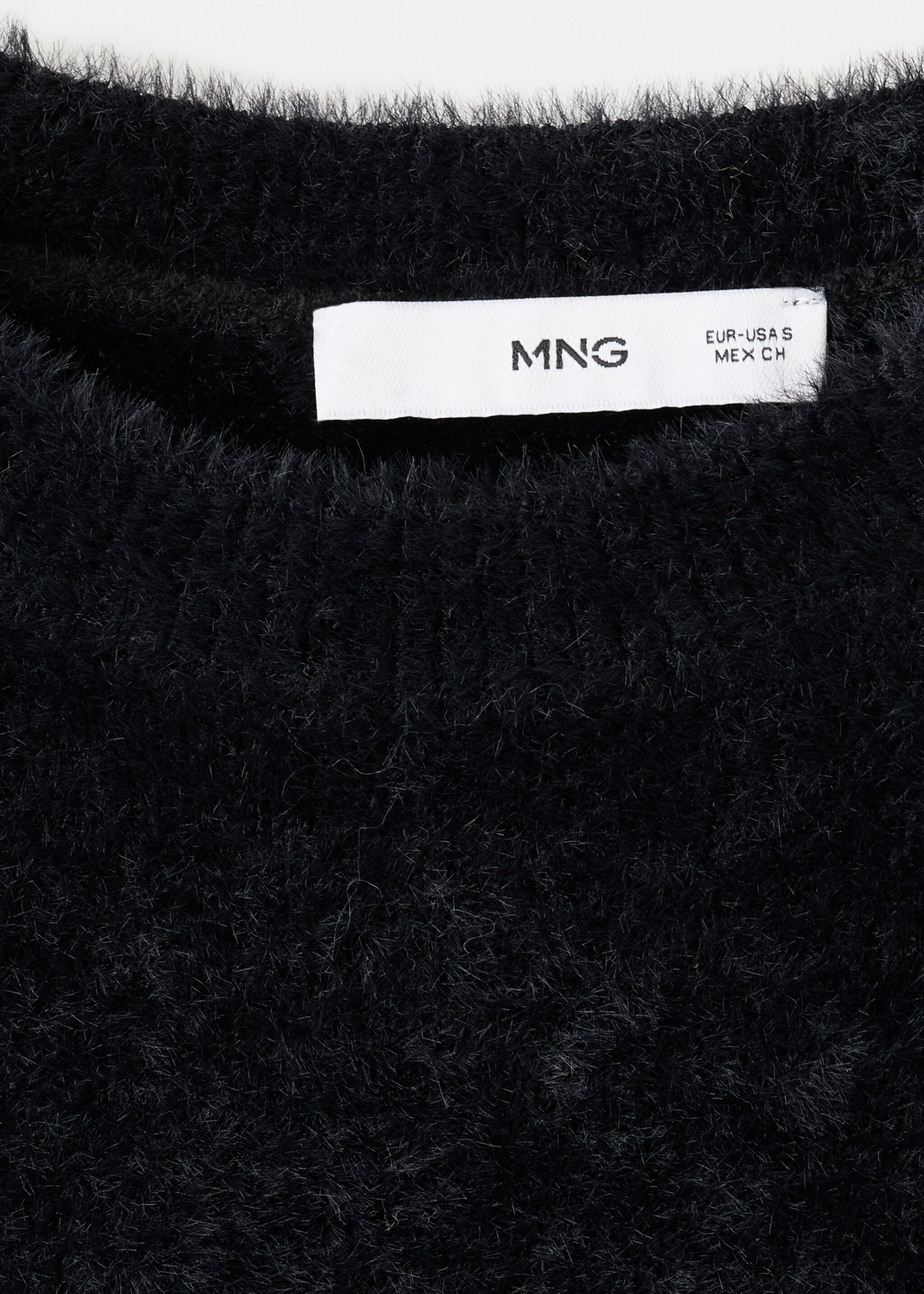 Fur-effect sweater - Details of the article 0, Black. Ref: 17009124-00.
