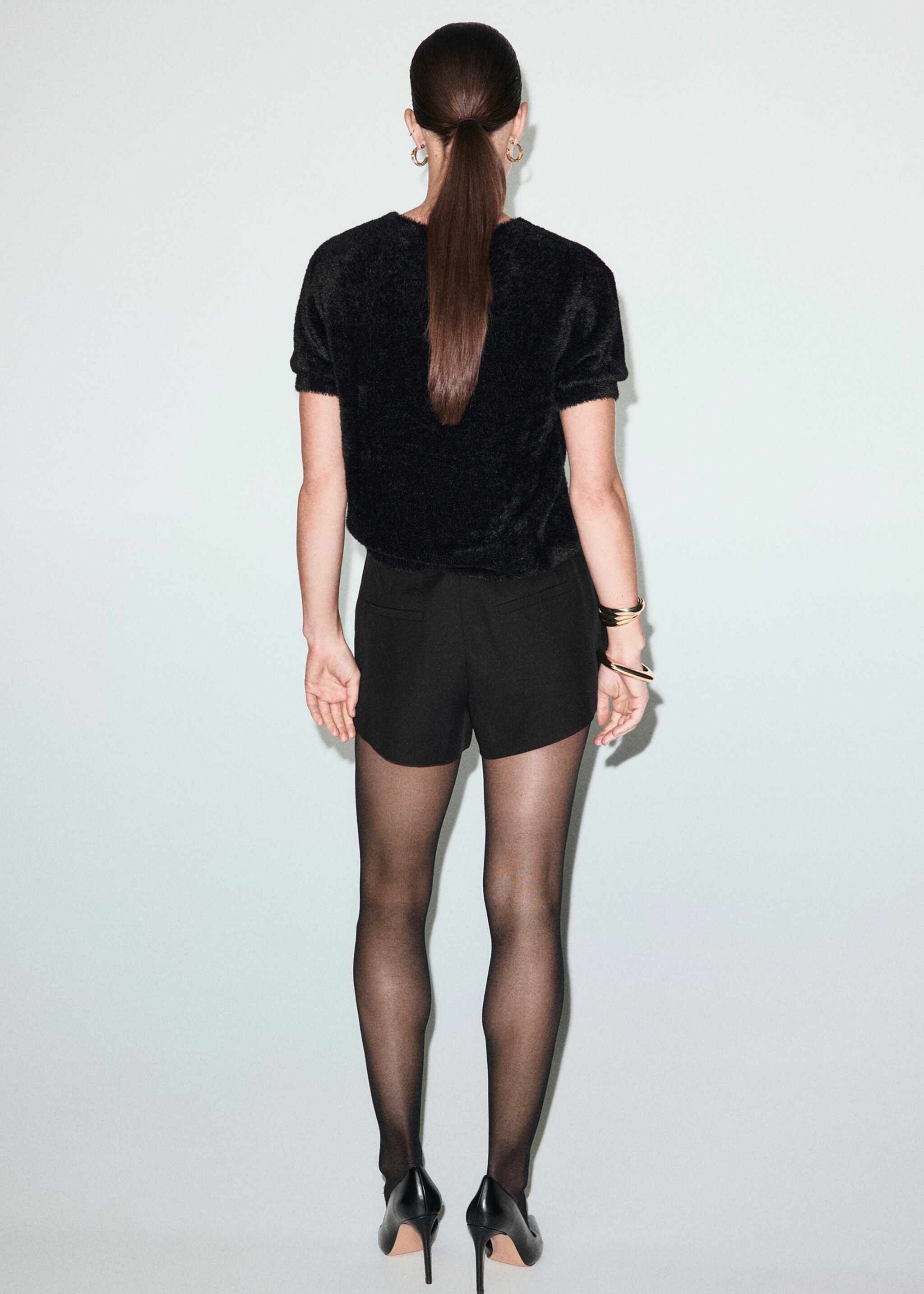 Fur-effect sweater - Reverse of the article, Black. Ref: 17009124-00.