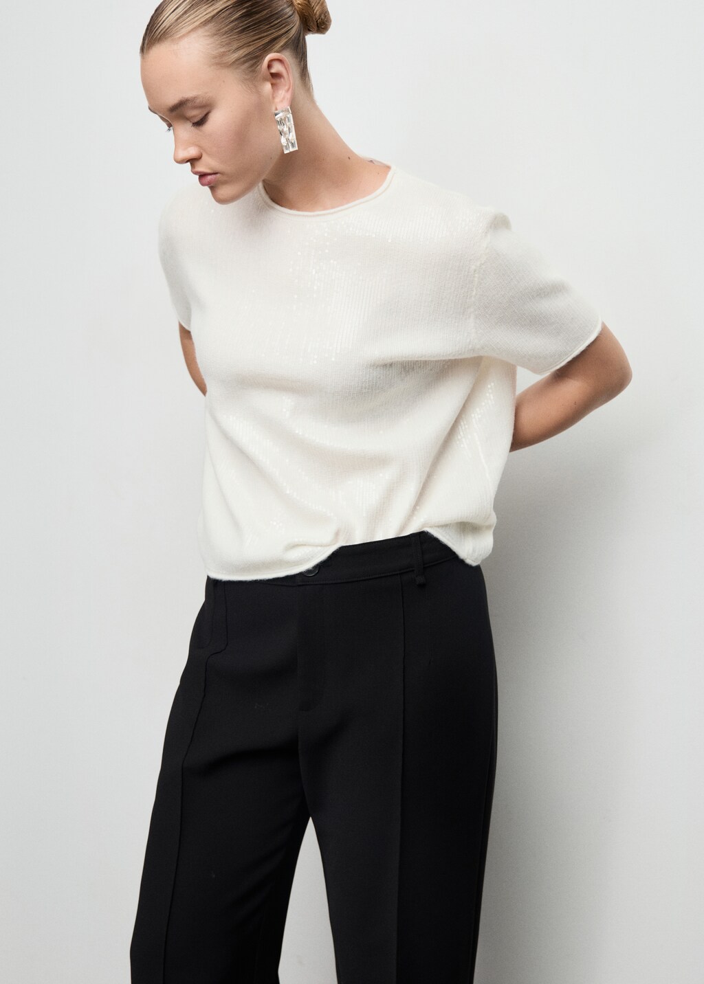 Mango Short-sleeved sequin sweater