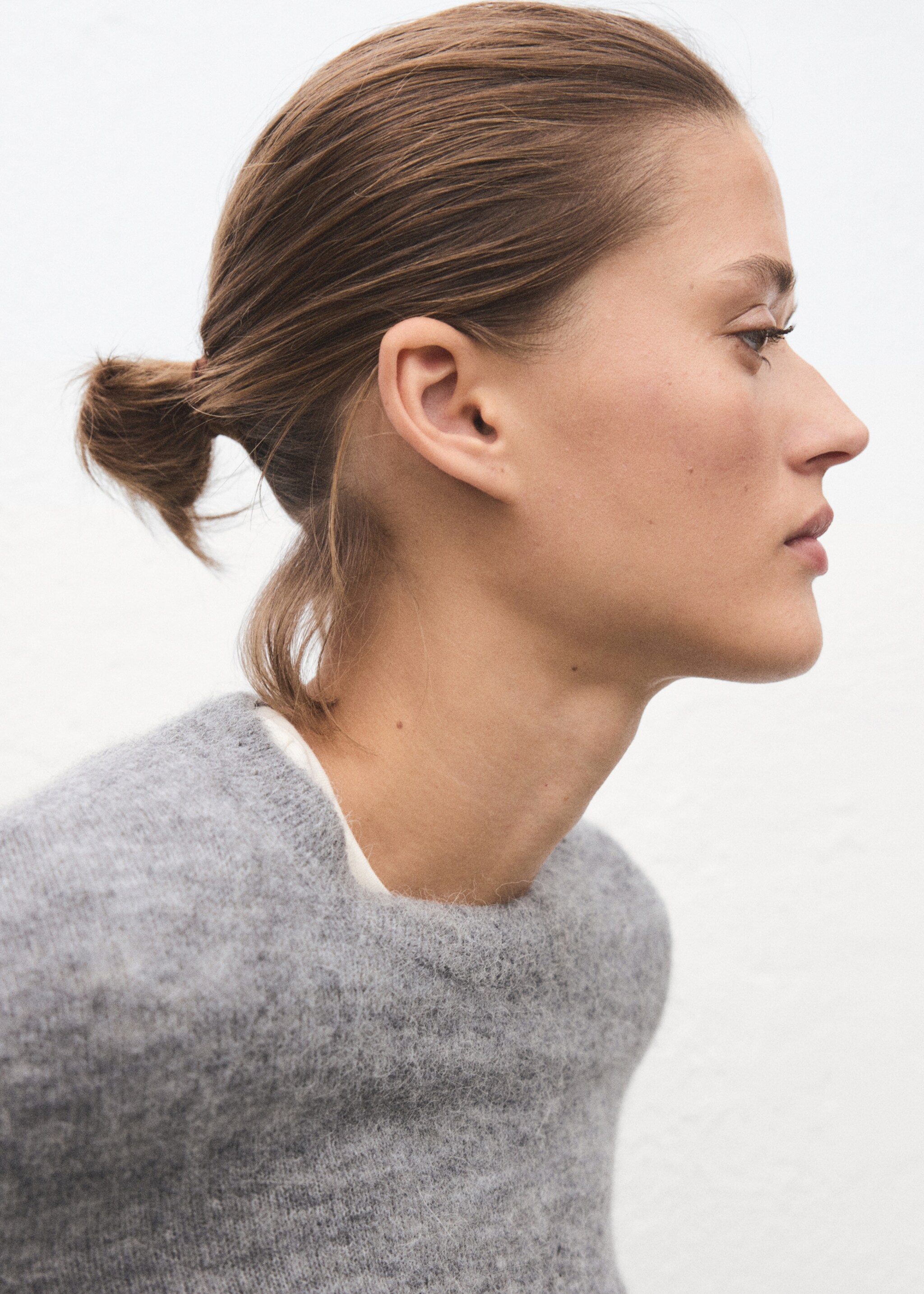 Knitted wool blend sweater - Details of the article 2, Grey. Ref: 17009128-00.
