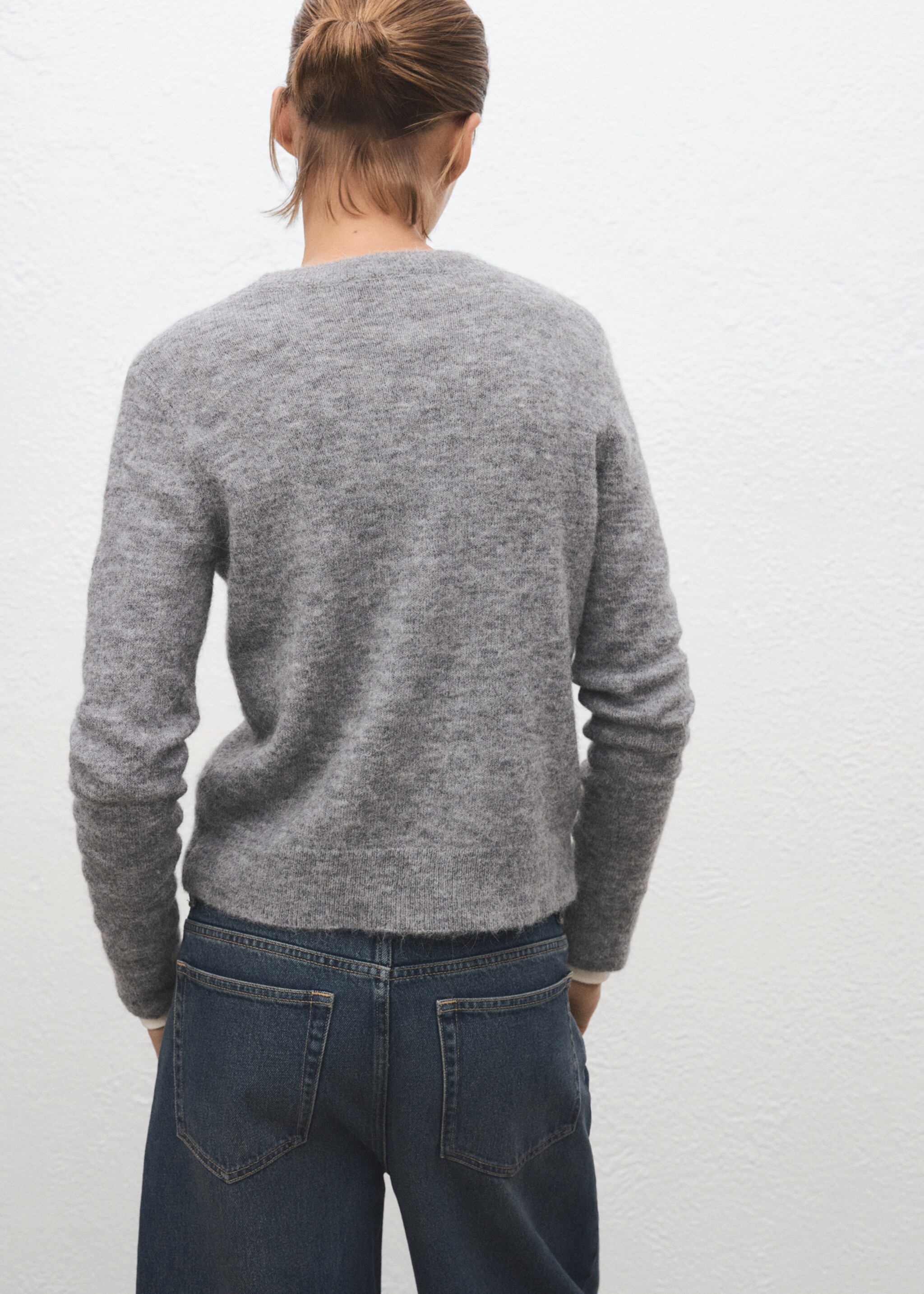 Knitted wool blend sweater - Reverse of the article, Grey. Ref: 17009128-00.