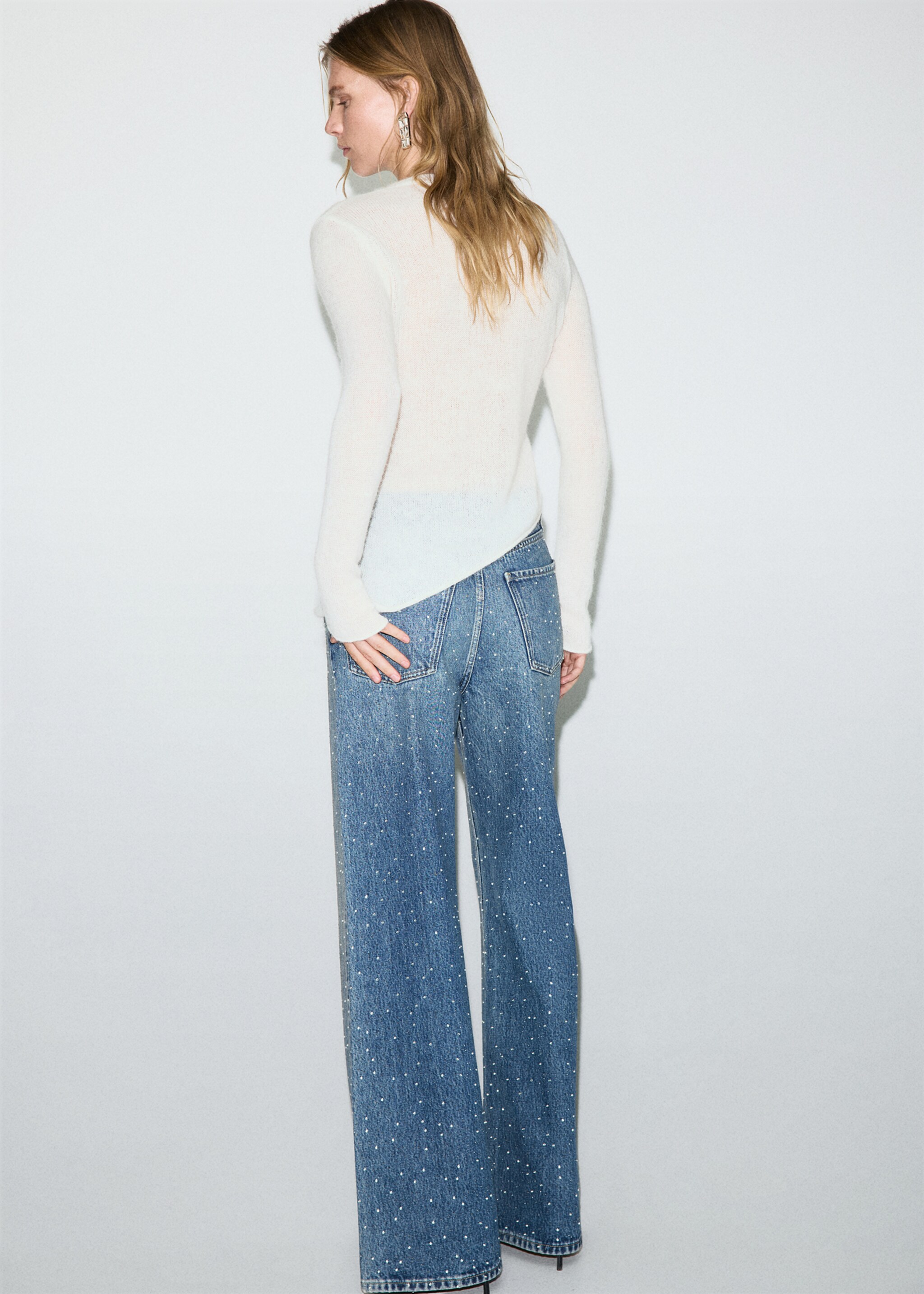 Asymmetrical alpaca and wool blend sweater - Reverse of the article, Off White. Ref: 17009130-00.