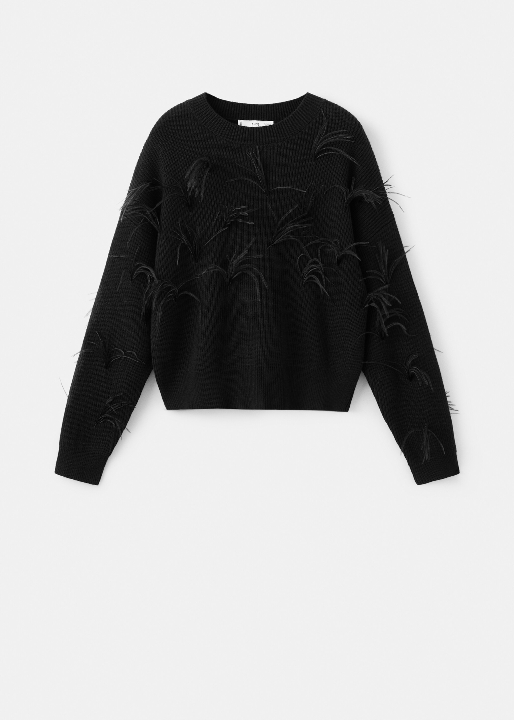 Knitted sweater with feathers - Article without model, Black. Ref: 17009131-00.