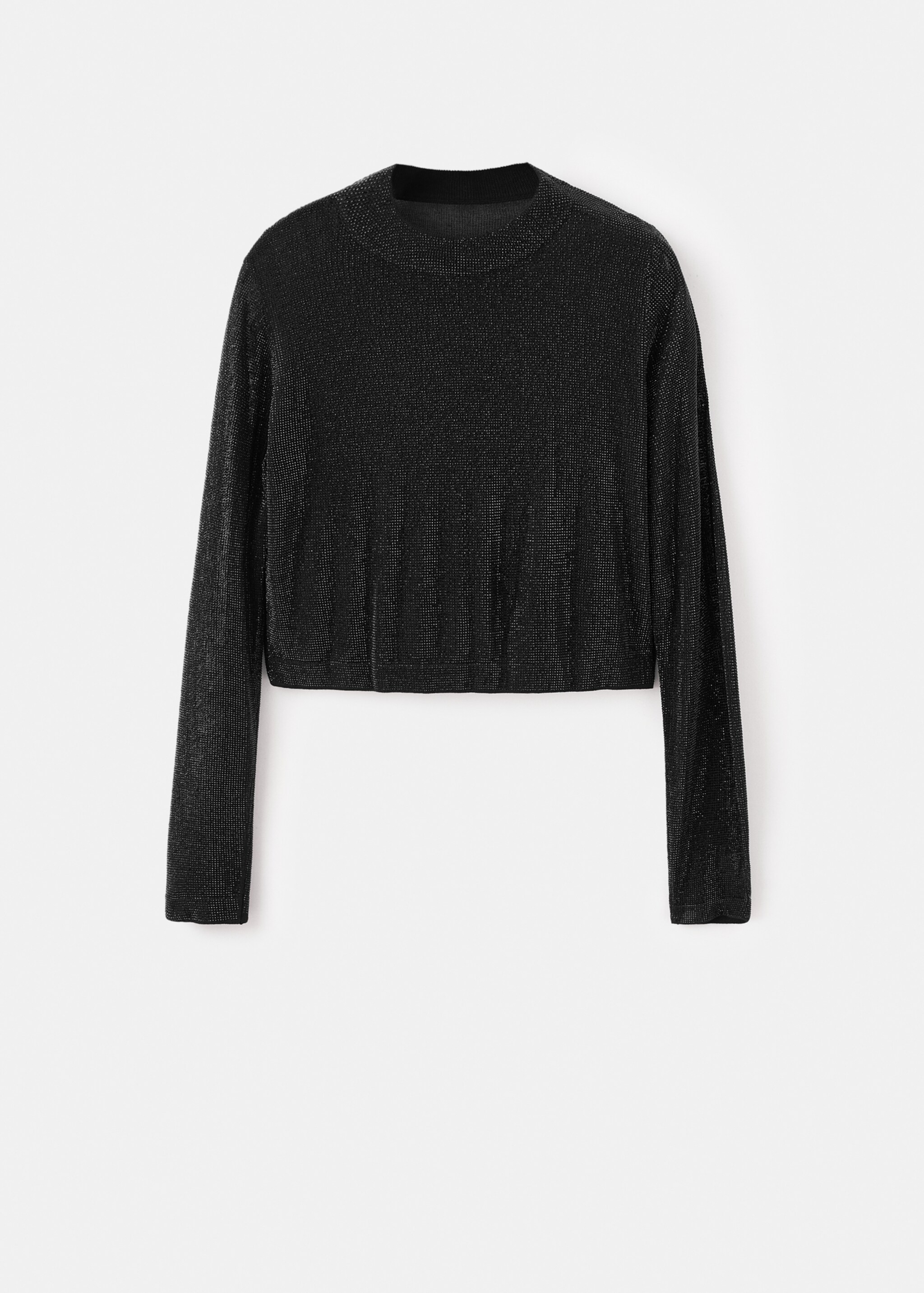 Cropped sweater with crystals - Article without model, Black. Ref: 17009132-00.