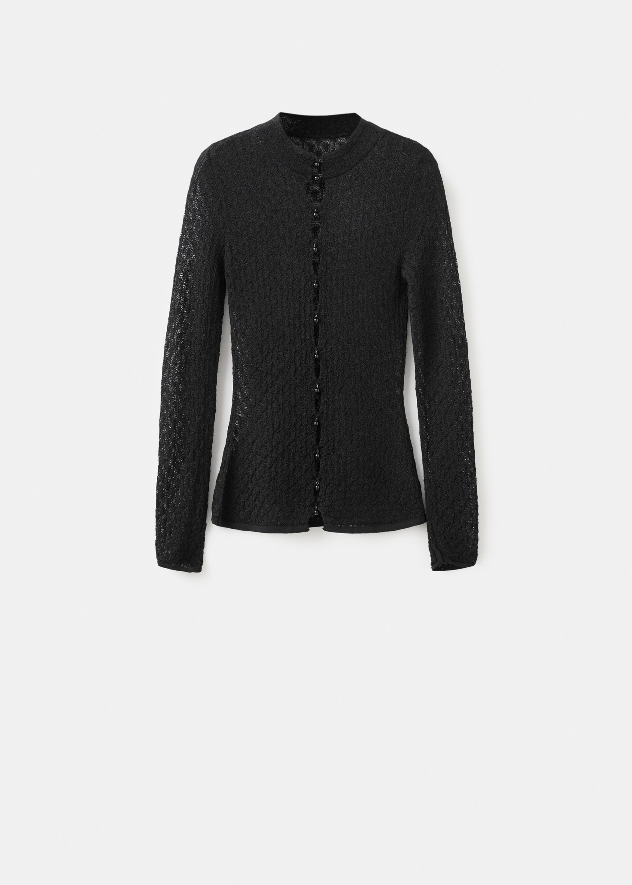 Lochstrick-Jersey mit Perlenverschluss - Artikel ohne Model, Schwarz. Ref: 17009133-00.