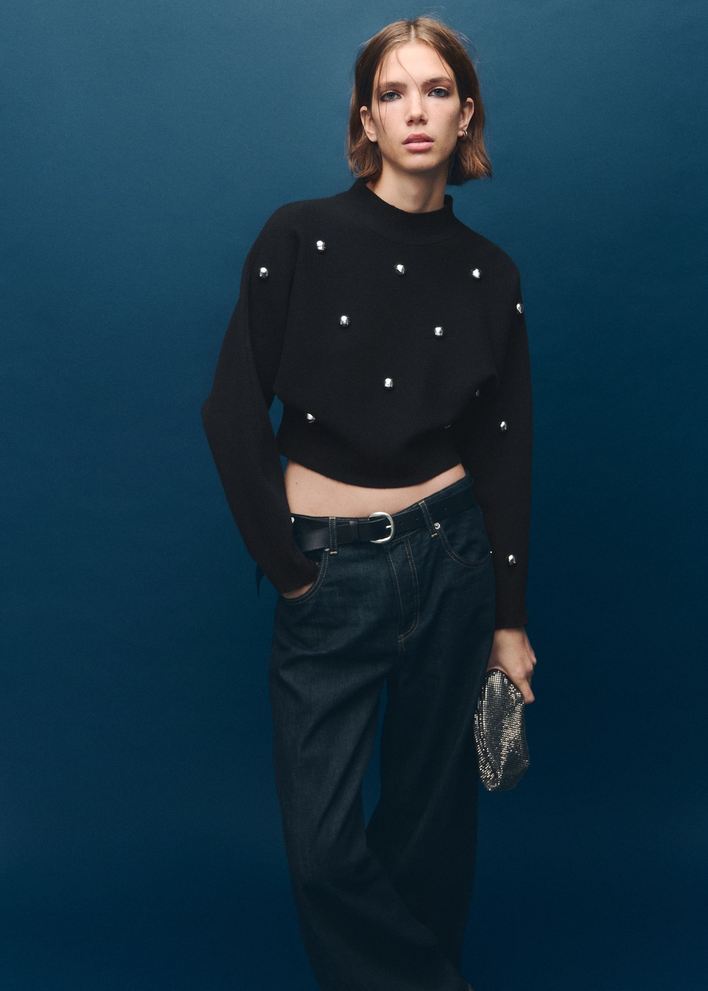 Mango Perkins-neck sweater with spheres