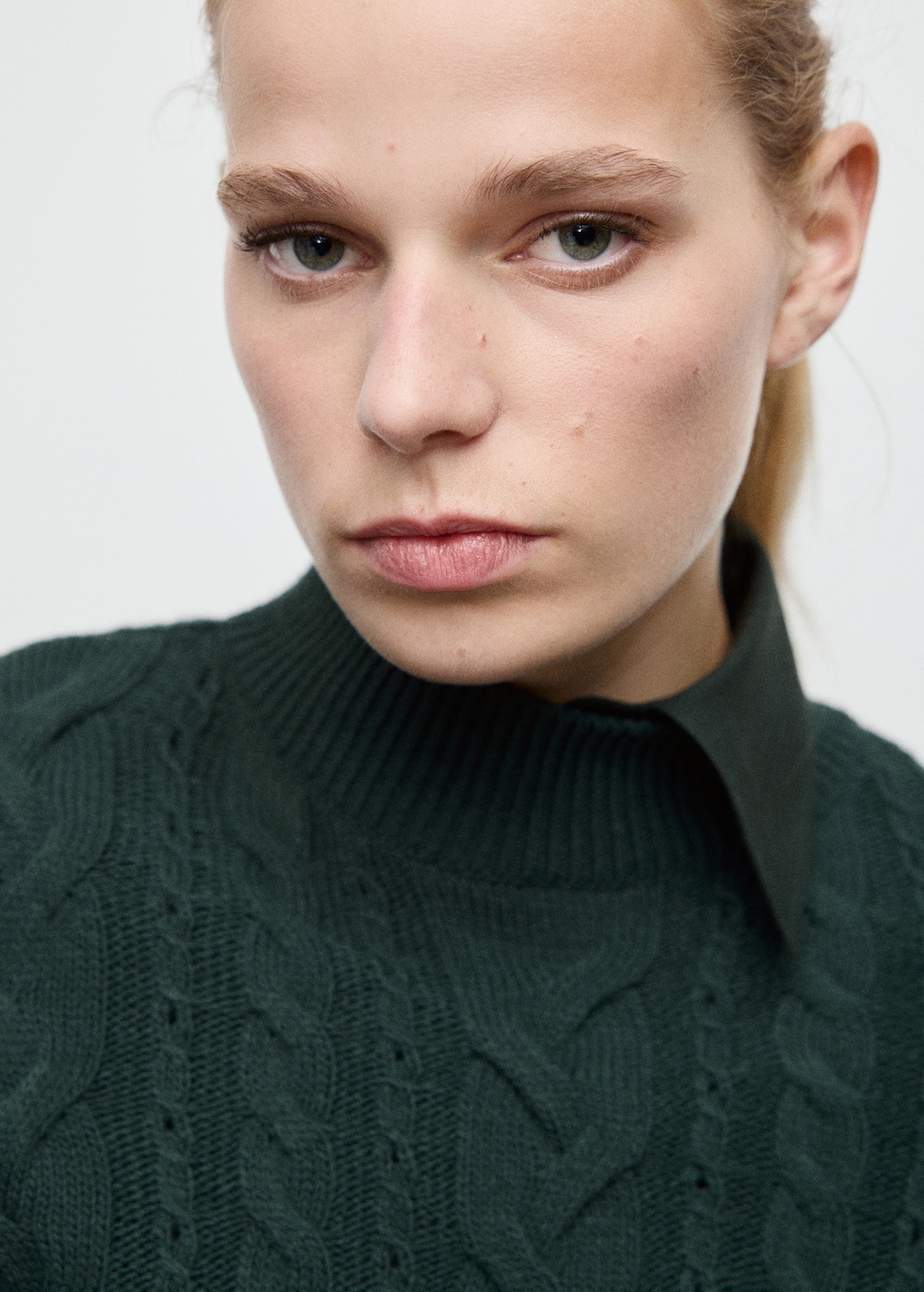 Braided sweater with perkins neck