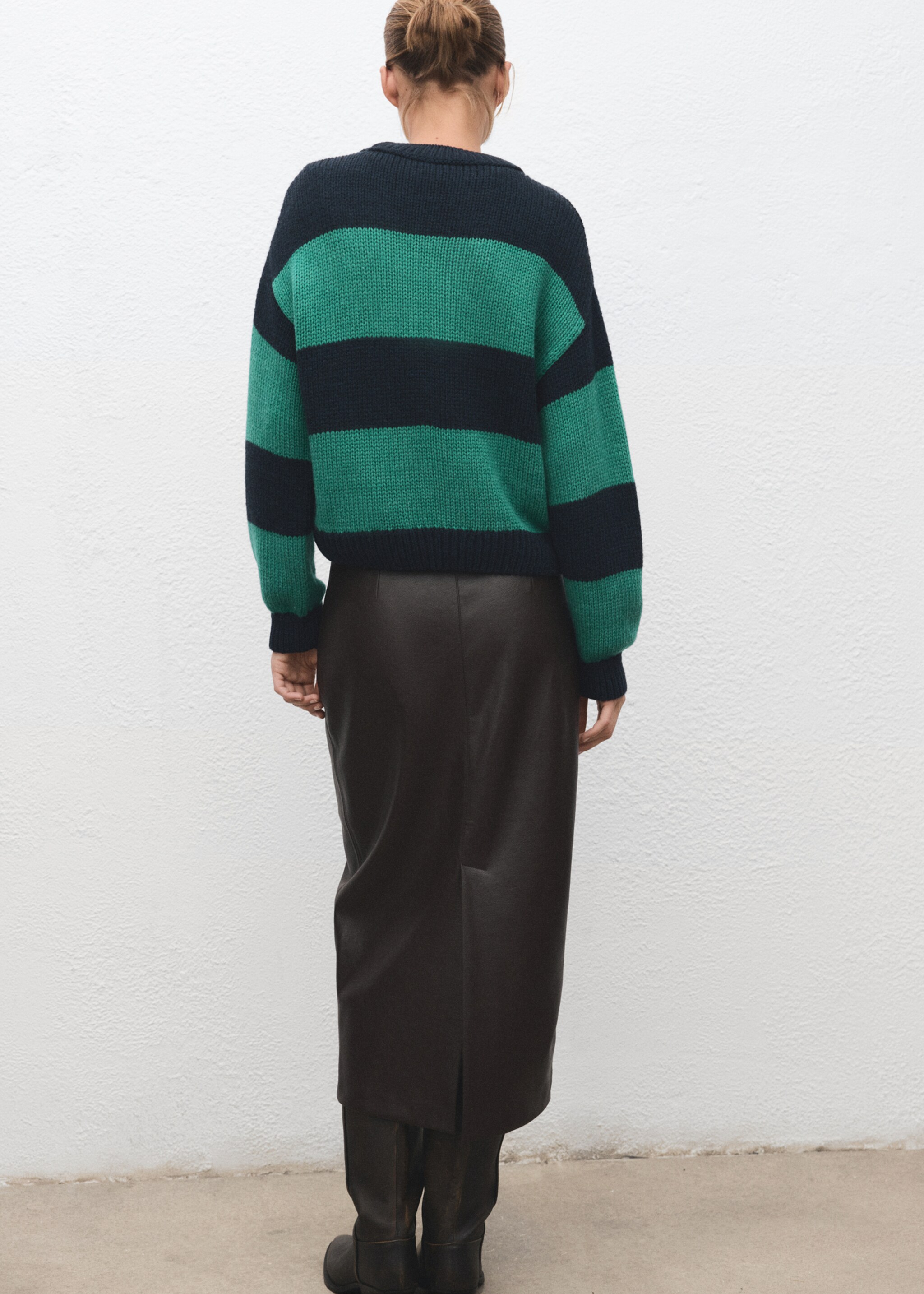 Knit striped sweater - Reverse of the article, Green. Ref: 17009139-00.