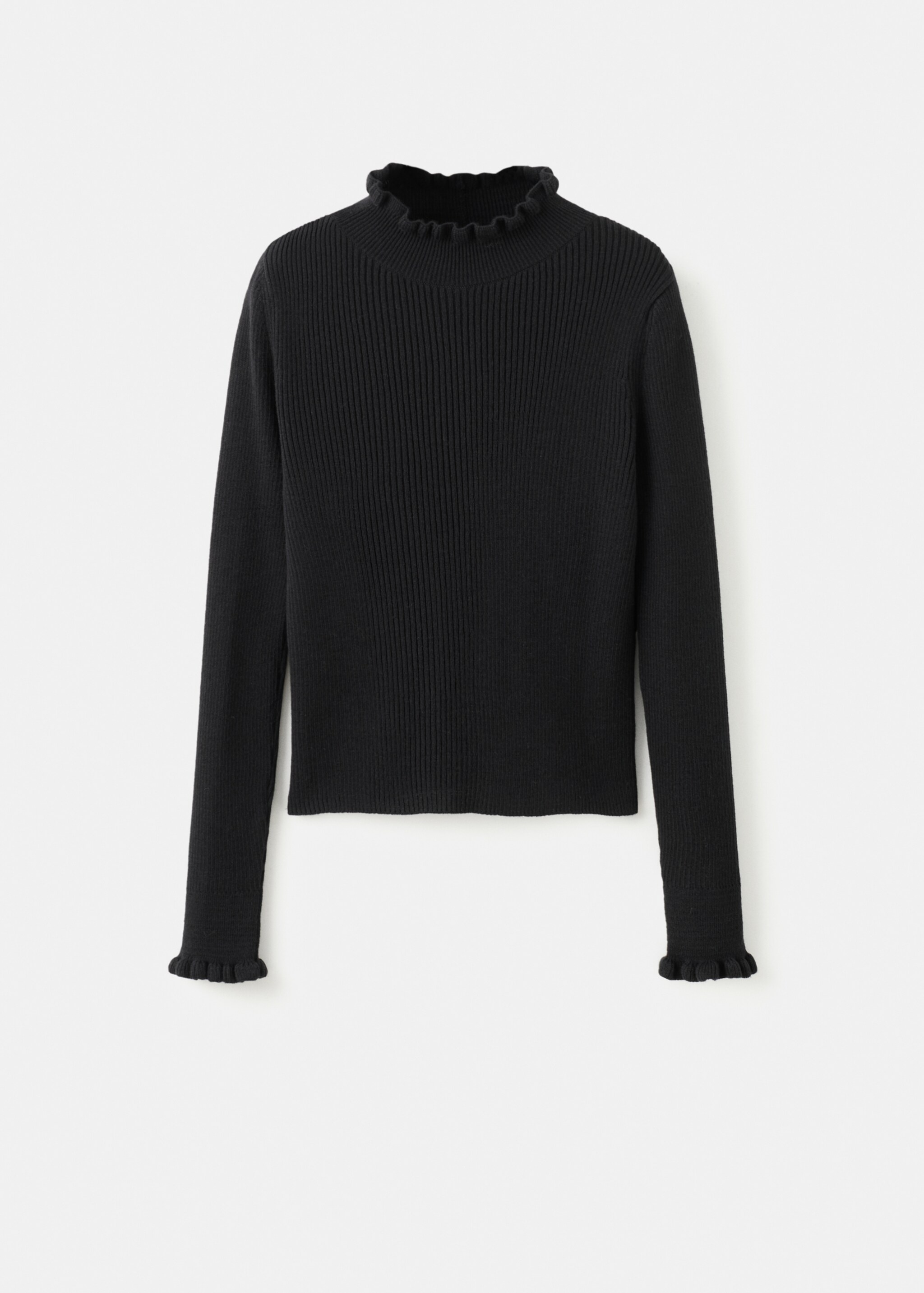 Ribbed jersey with scalloped ends - Article without model, Black. Ref: 17009141-00.