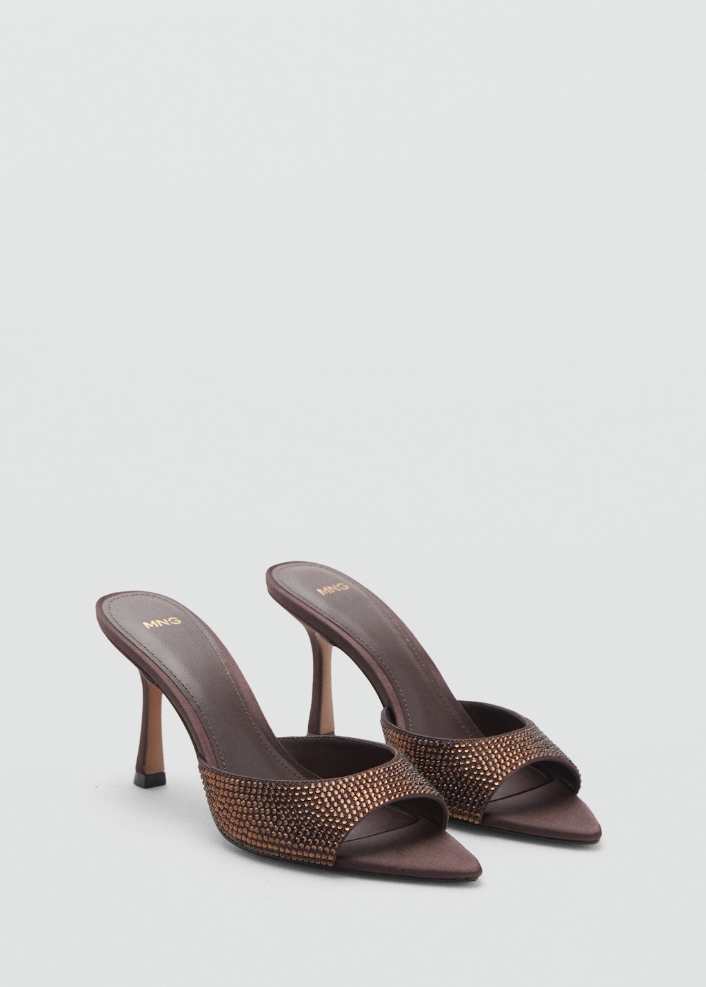 Heeled sandal with strass strap