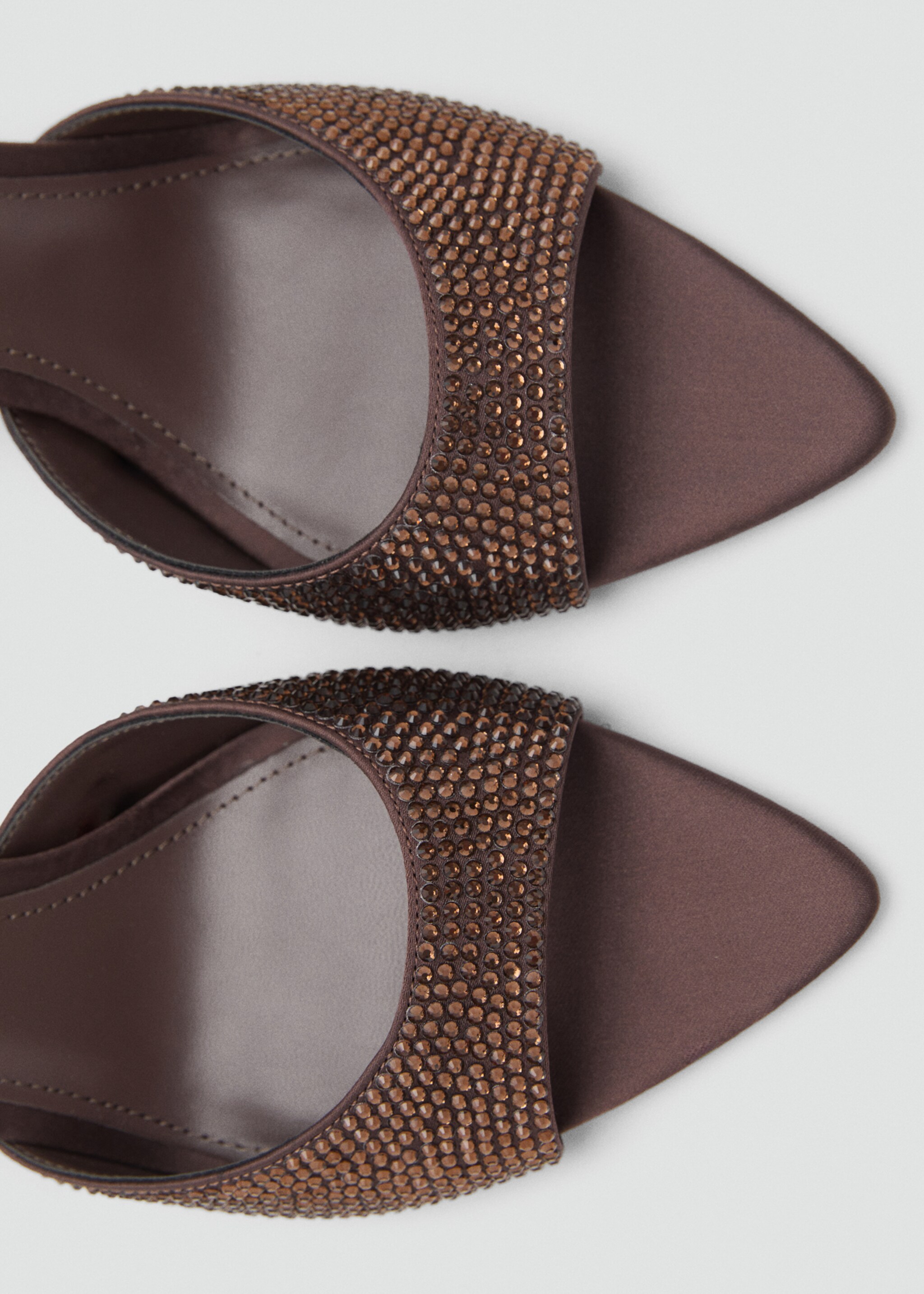 Heeled sandal with strass strap - Details of the article 2, Chocolate. Ref: 17009210-00.