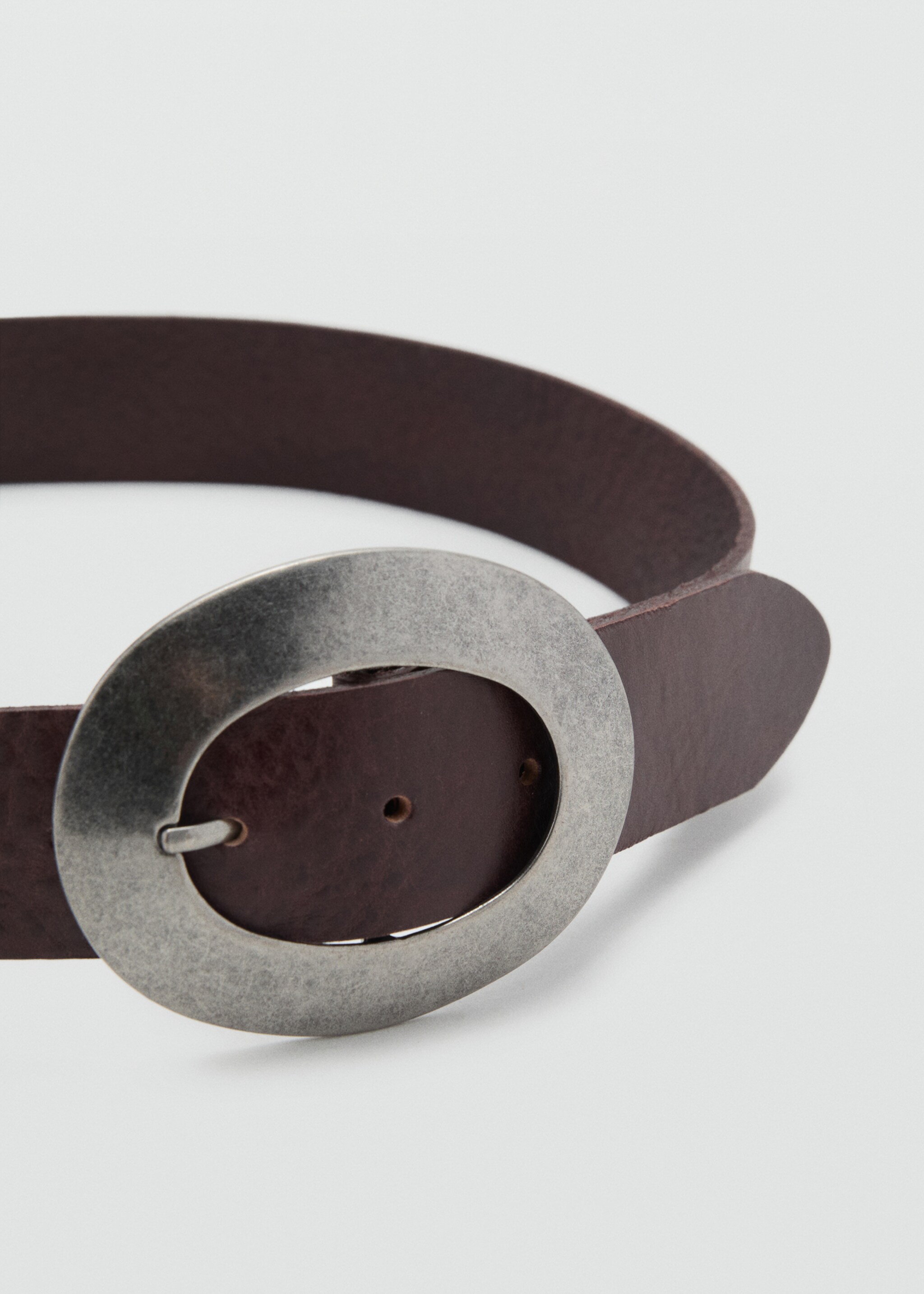 Rounded buckle leather belt - Medium plane