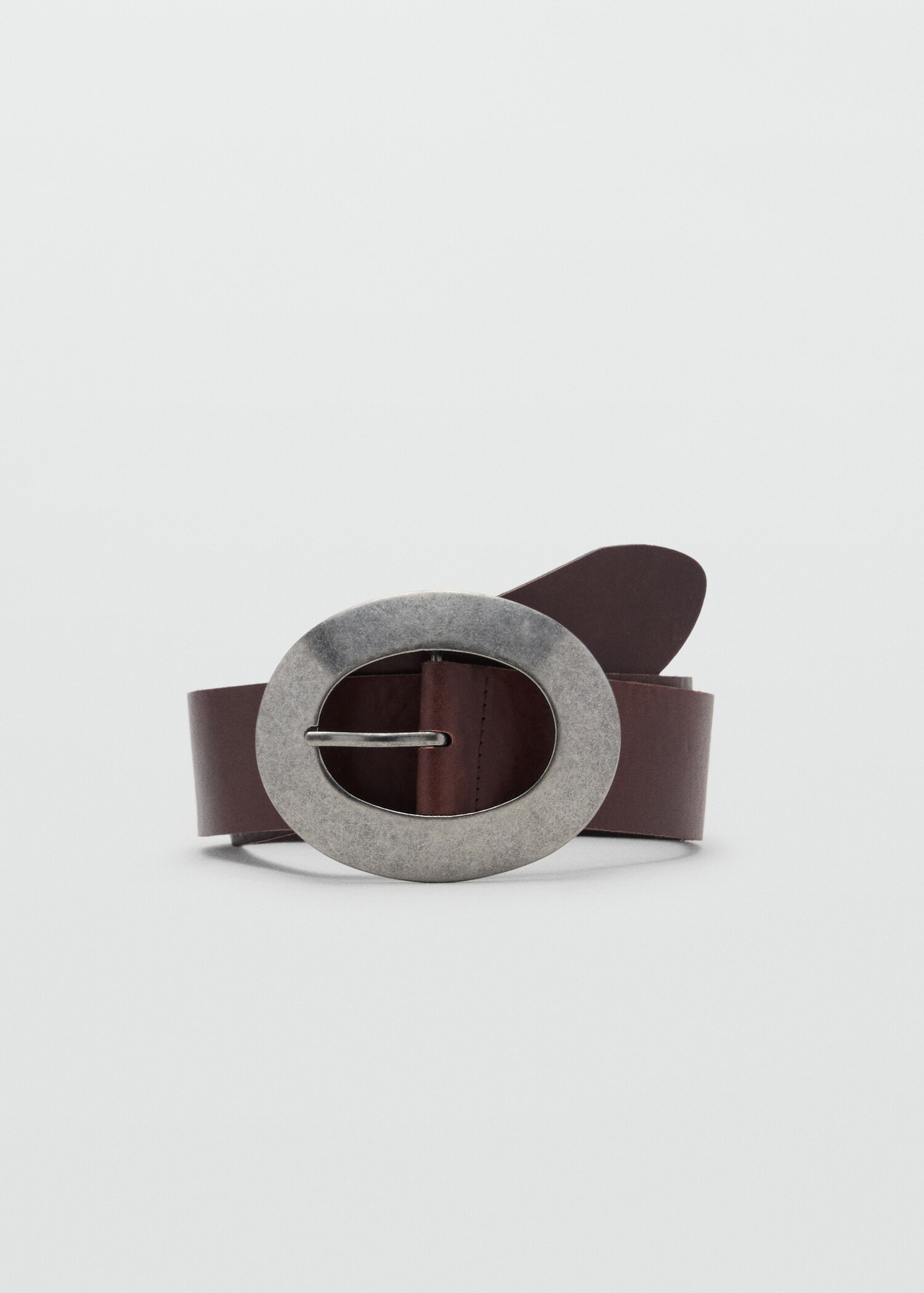 Rounded buckle leather belt - Article without model
