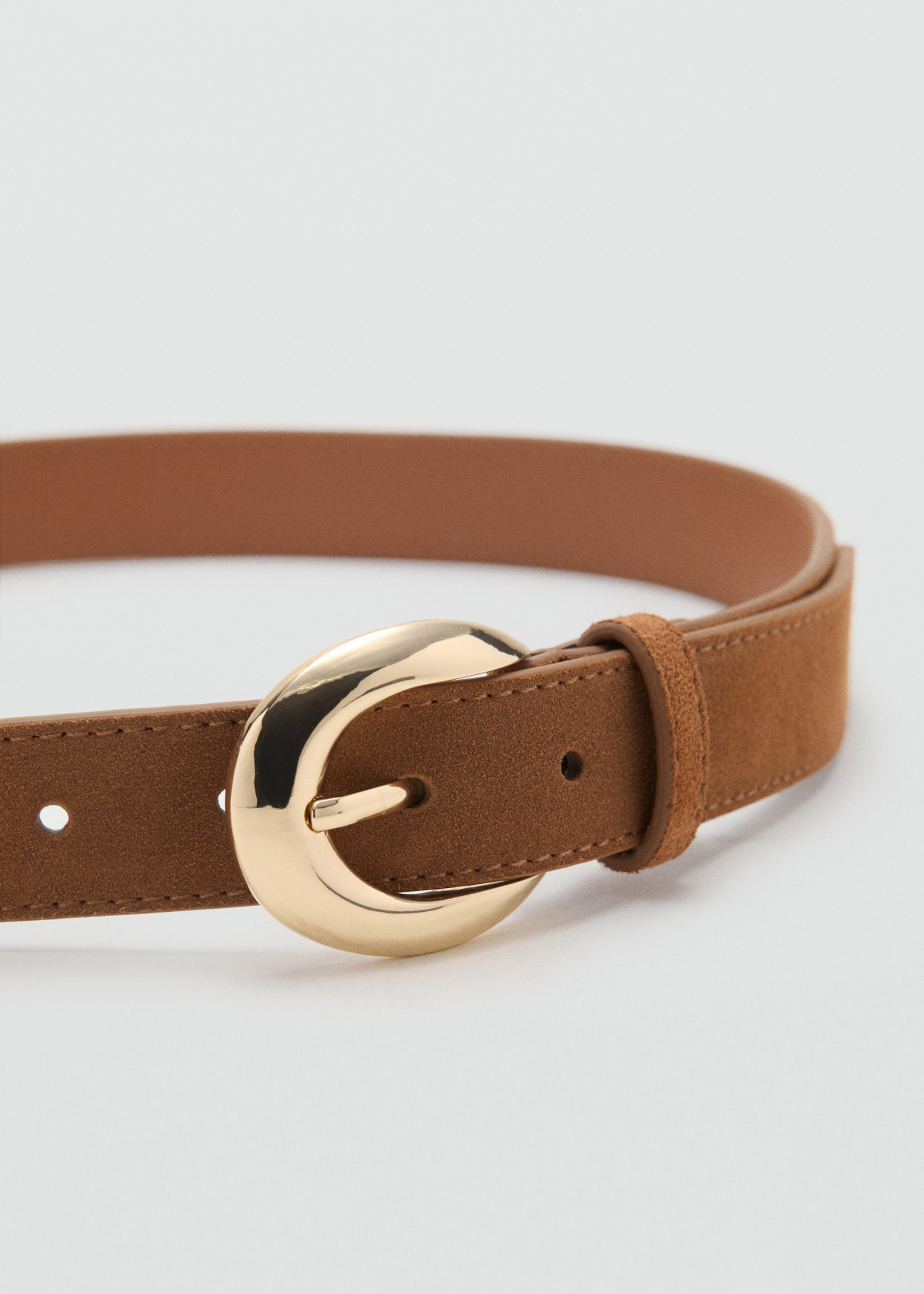Leather belt with oval buckle - Medium plane