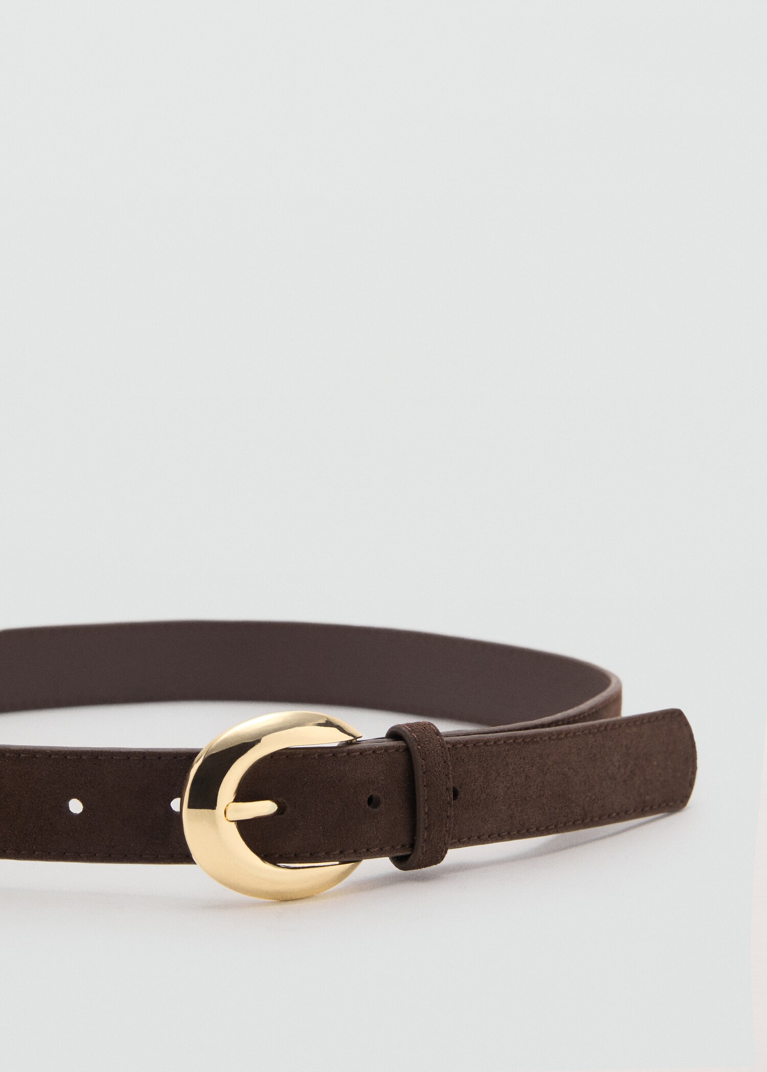 Leather belt with oval buckle - Medium plane