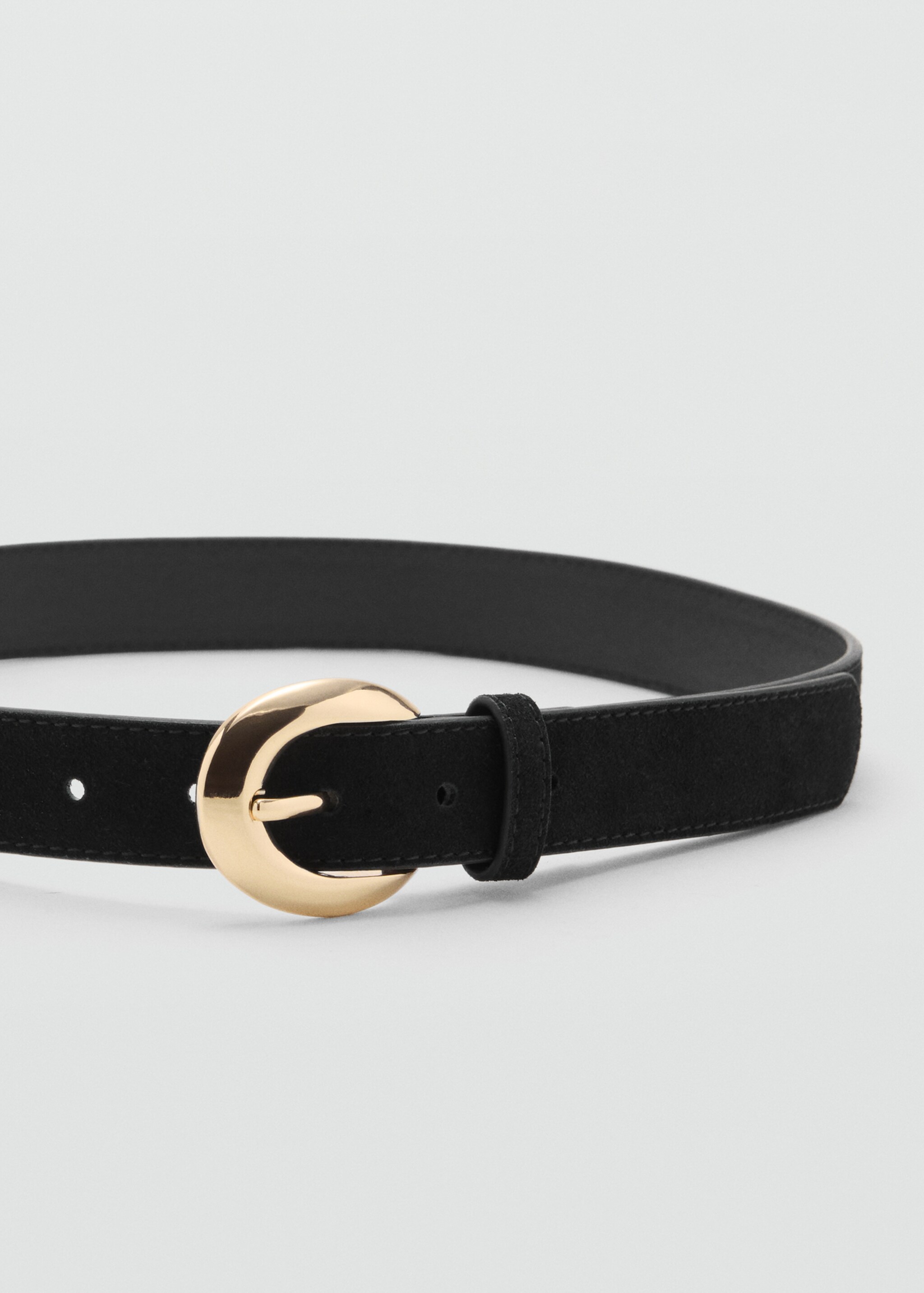 Leather belt with oval buckle - Medium plane