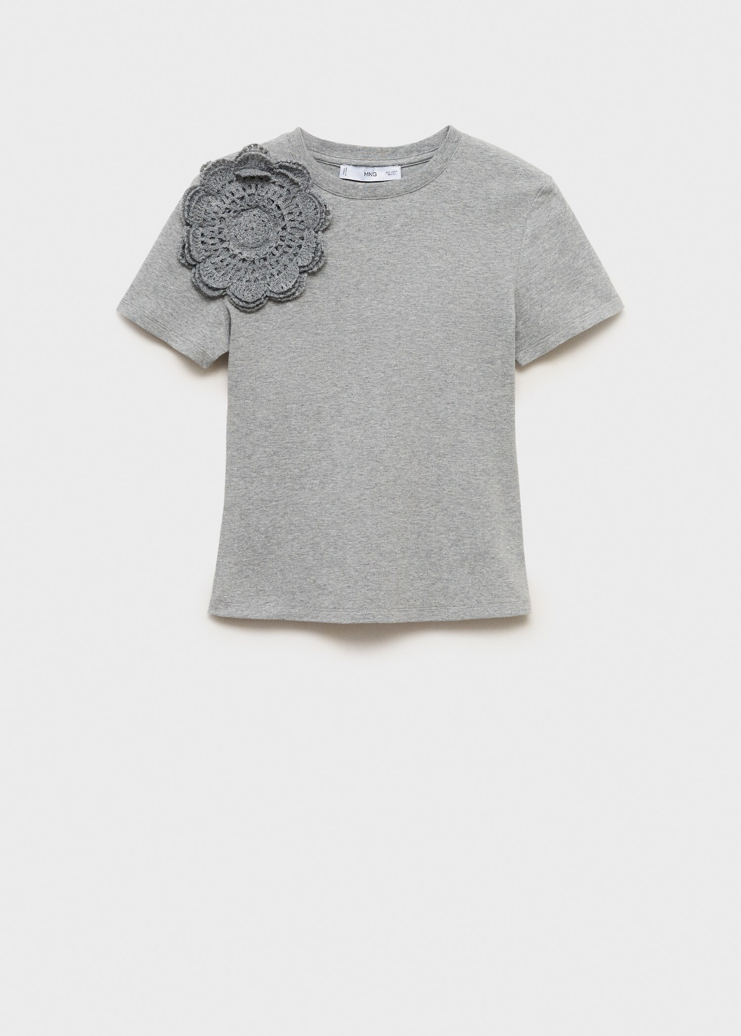 Baumwoll-T-Shirt mit Häkelblumen-Applikation - Artikel ohne Model