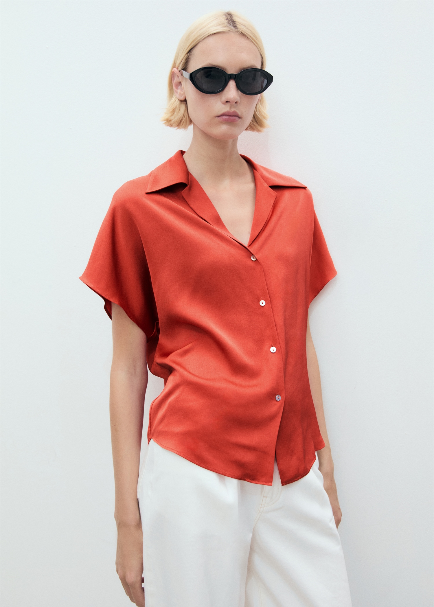 Short sleeve fluid shirt Women MANGO Philippines - Main Image