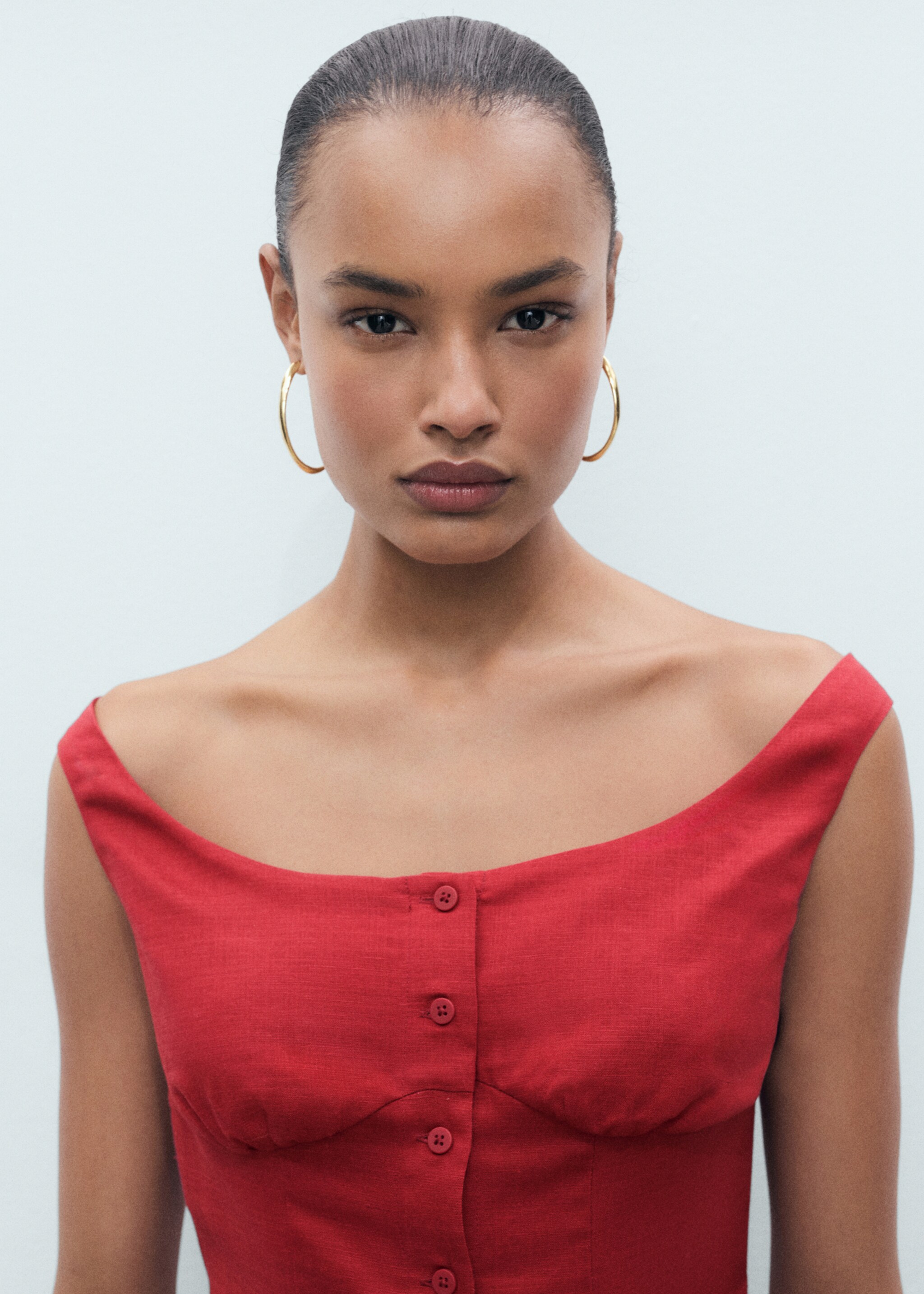 Robe en lin mélangé à boutons - Détail de l'article 1