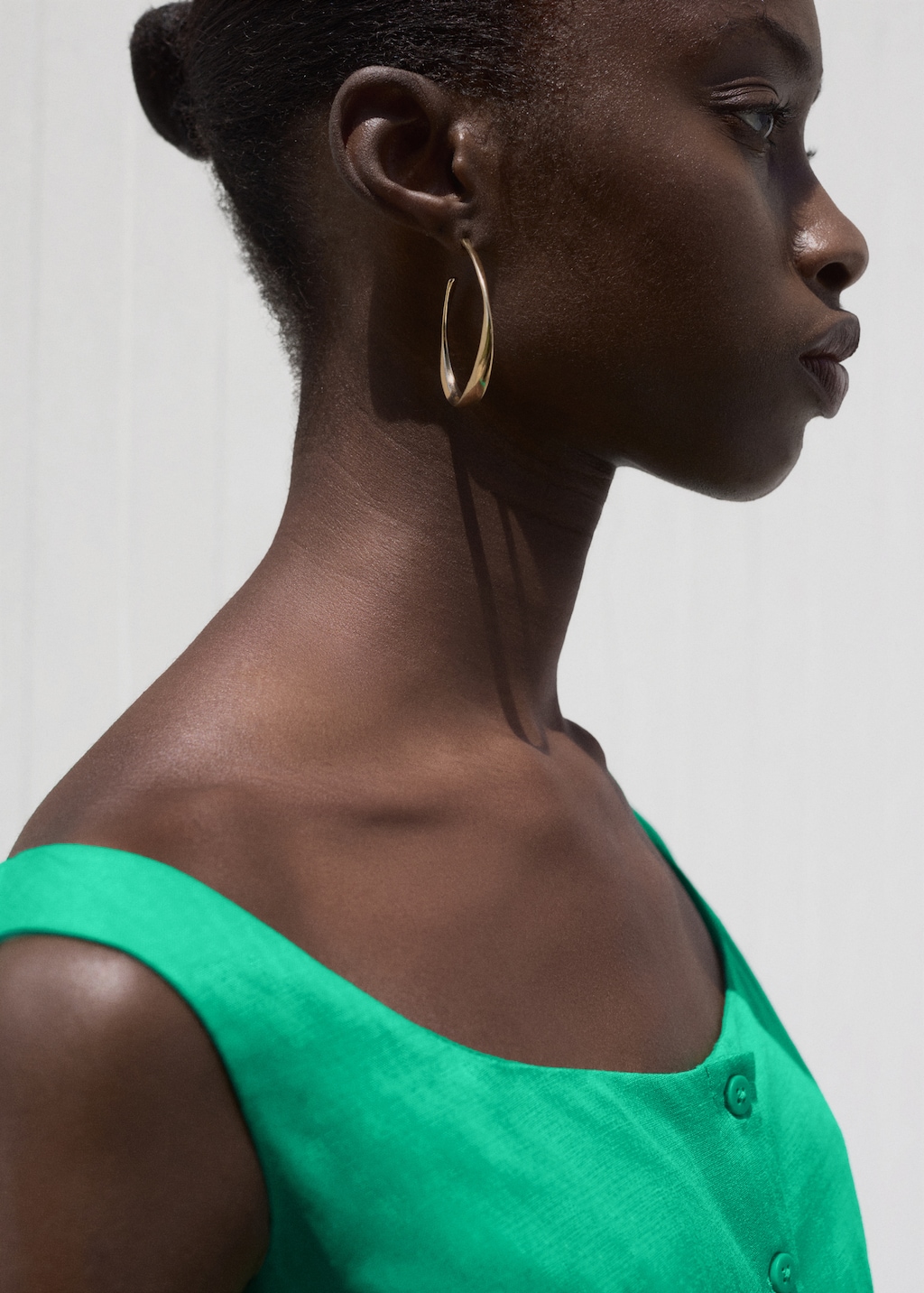 Linen-blend dress with buttons