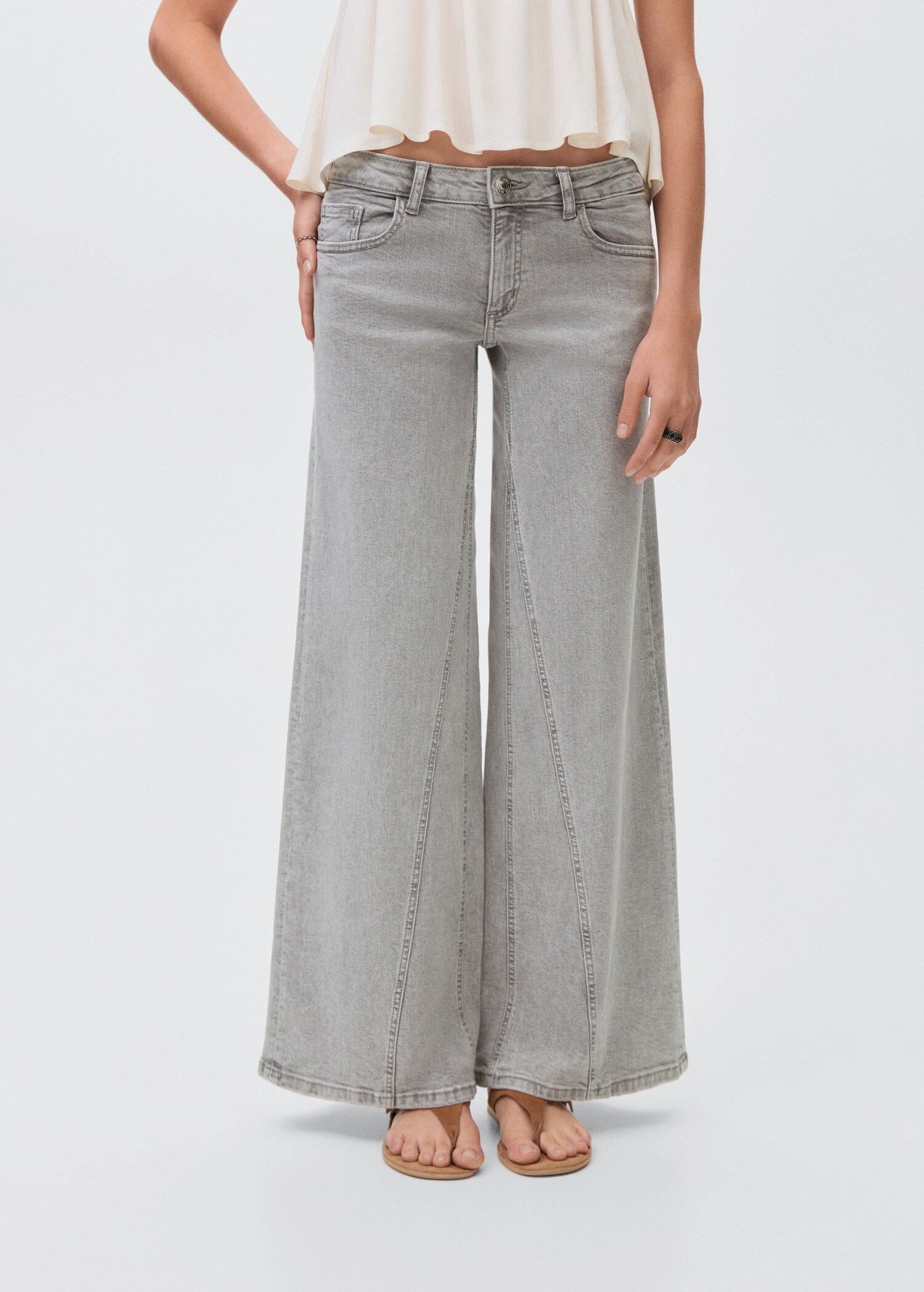 Jeans wideleg dettaglio cuciture - Piano medio