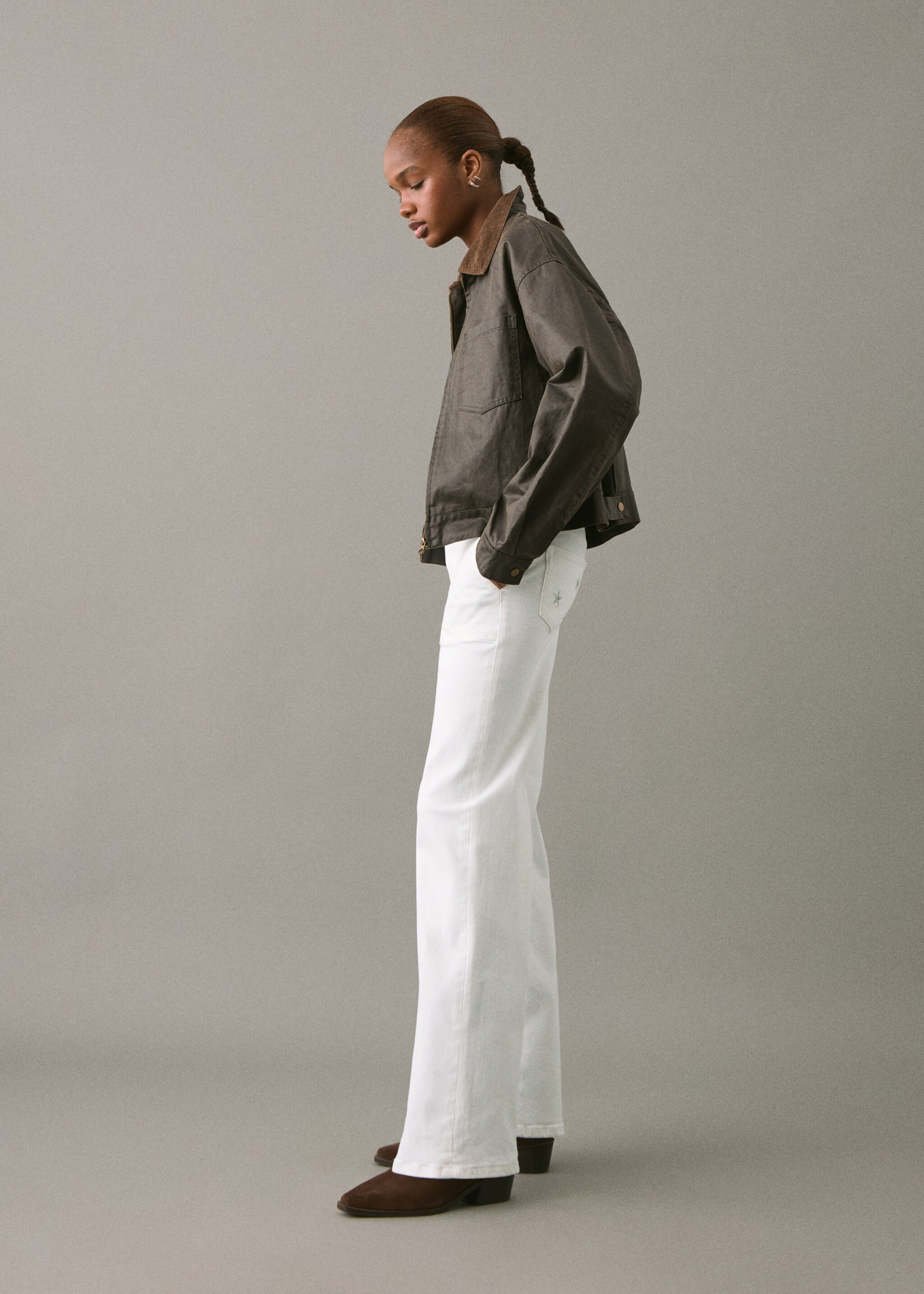 Straight-fit jeans with stars - Details of the article 2, Off White. Ref: 17011199-00.