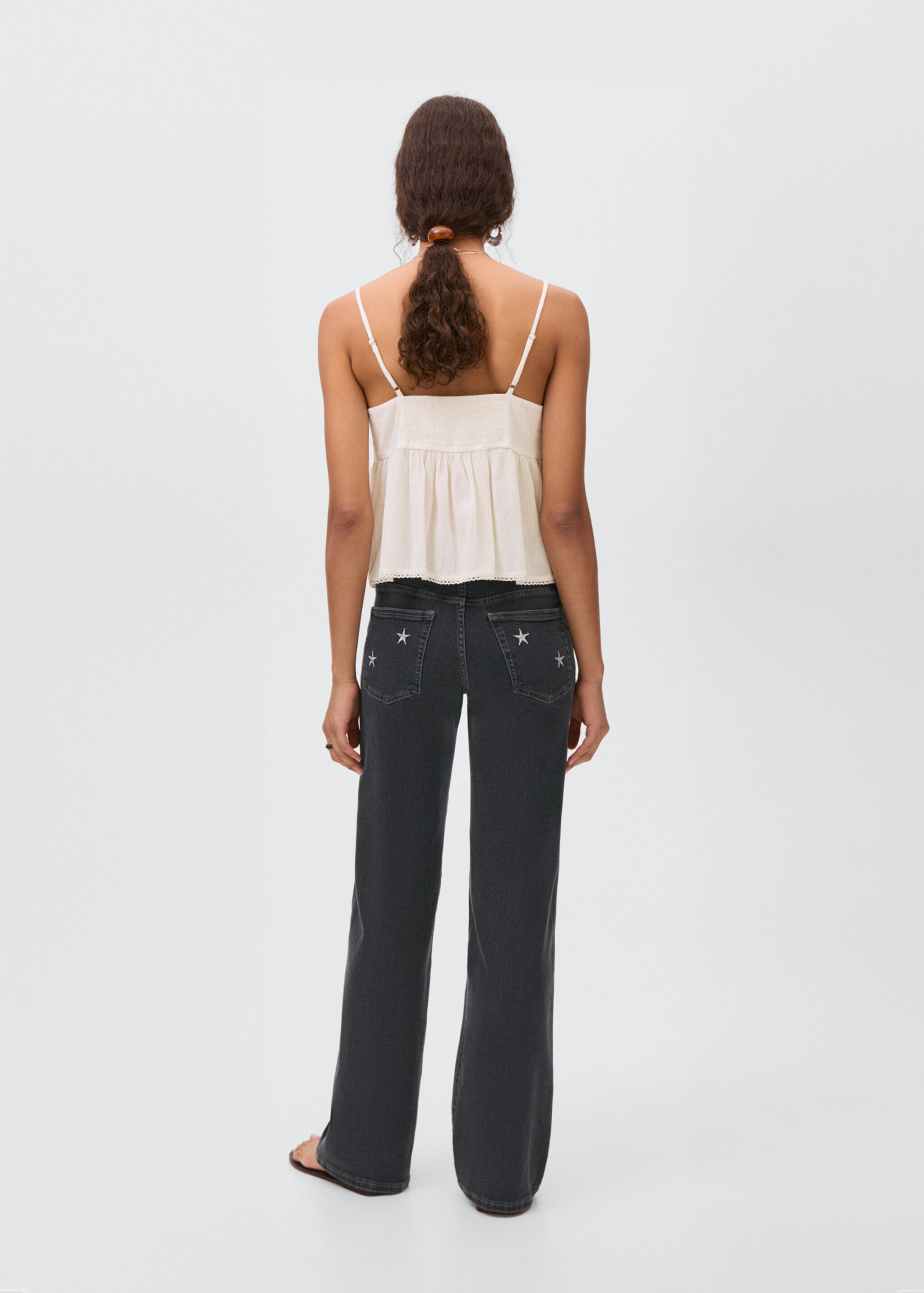 Jeans culotte ricamo stelle - Retro dell'articolo