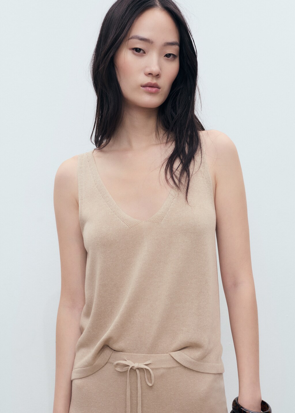 V-neck knit top