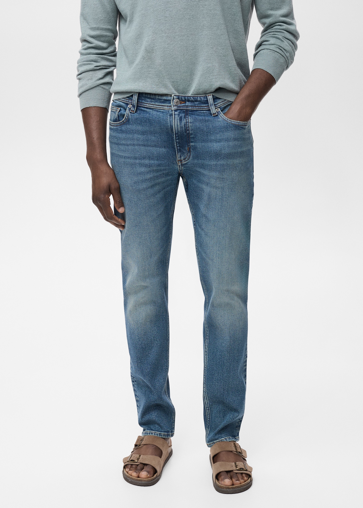 Jan slim-fit faded medium-wash Jeans Men MANGO Senegal