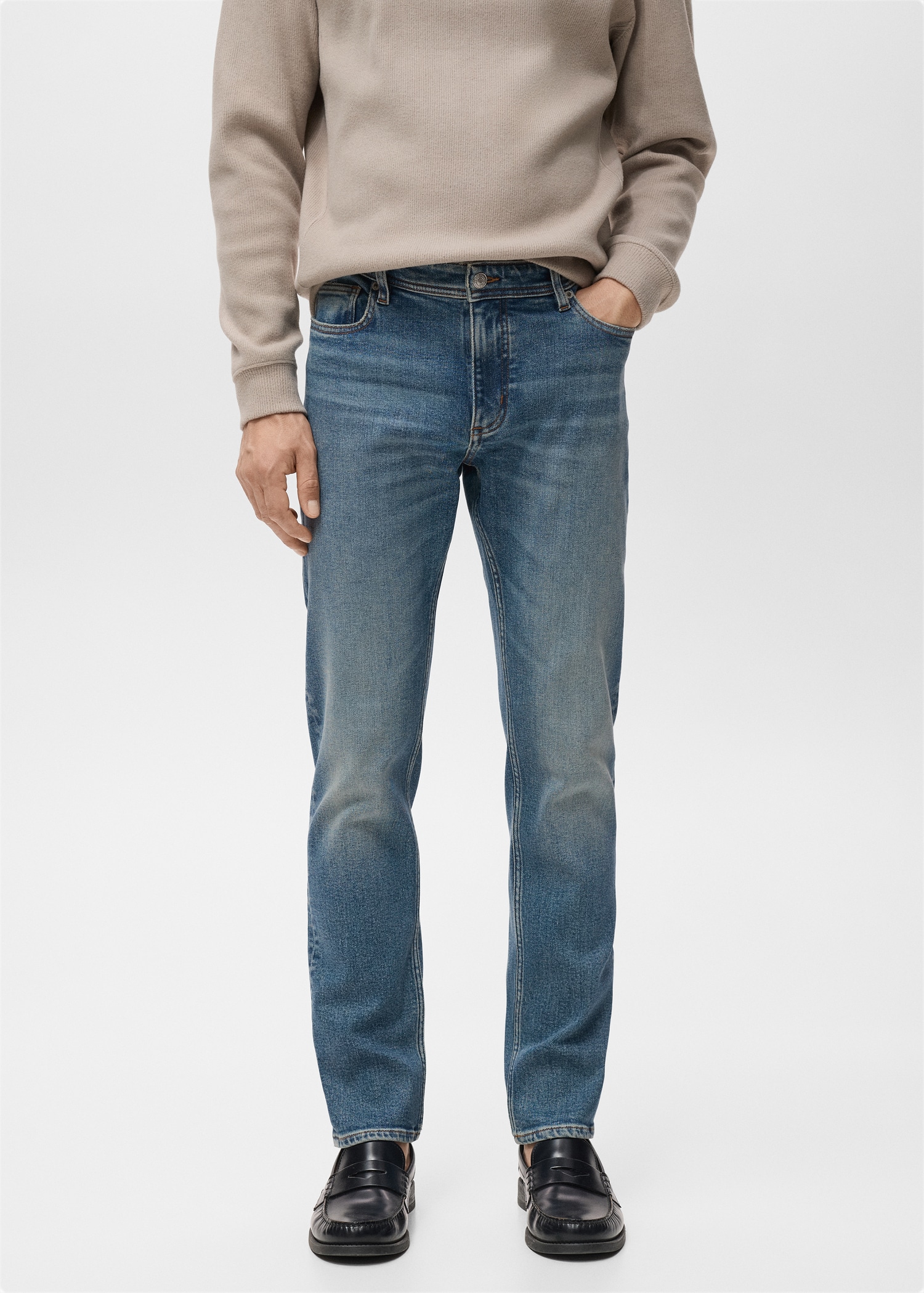 Jan slim-fit faded medium-wash Jeans MANGO Zimbabwe