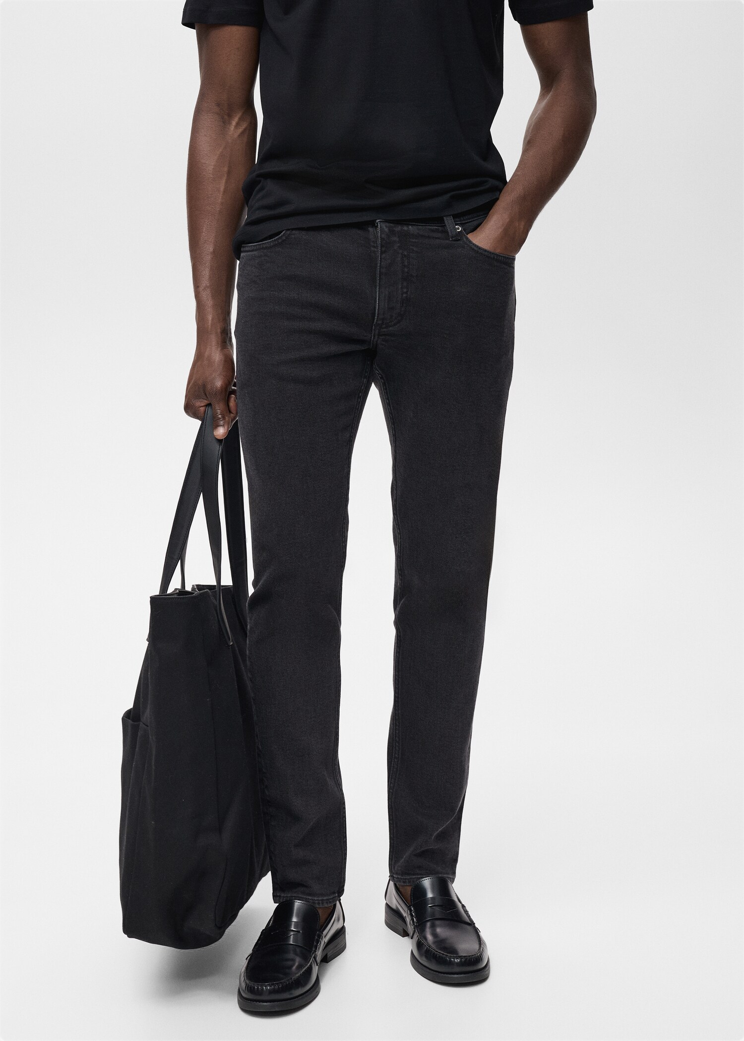 Schwarze Slim Fit Jeans Jan - Mittlere Ansicht