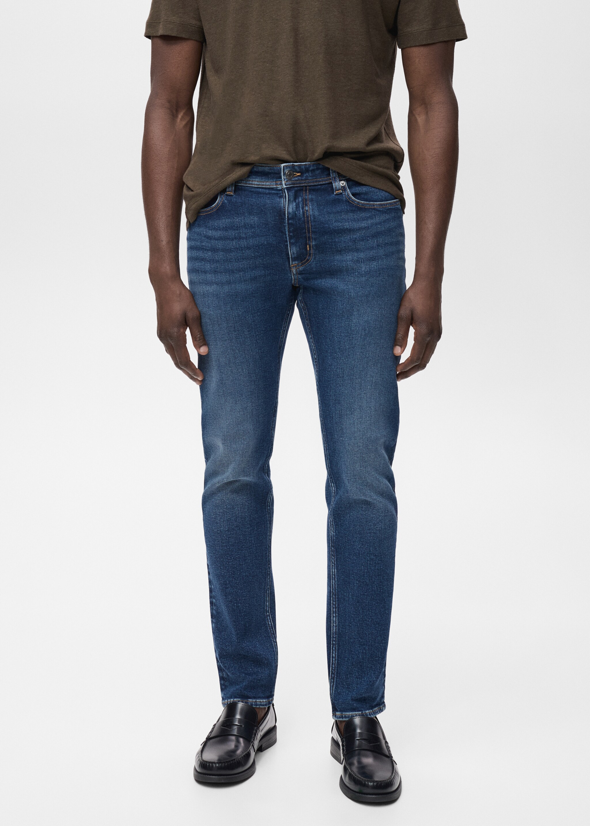 Slim Fit-Jeans Jan im Used-Look mit dunkler Waschung - Mittlere Ansicht