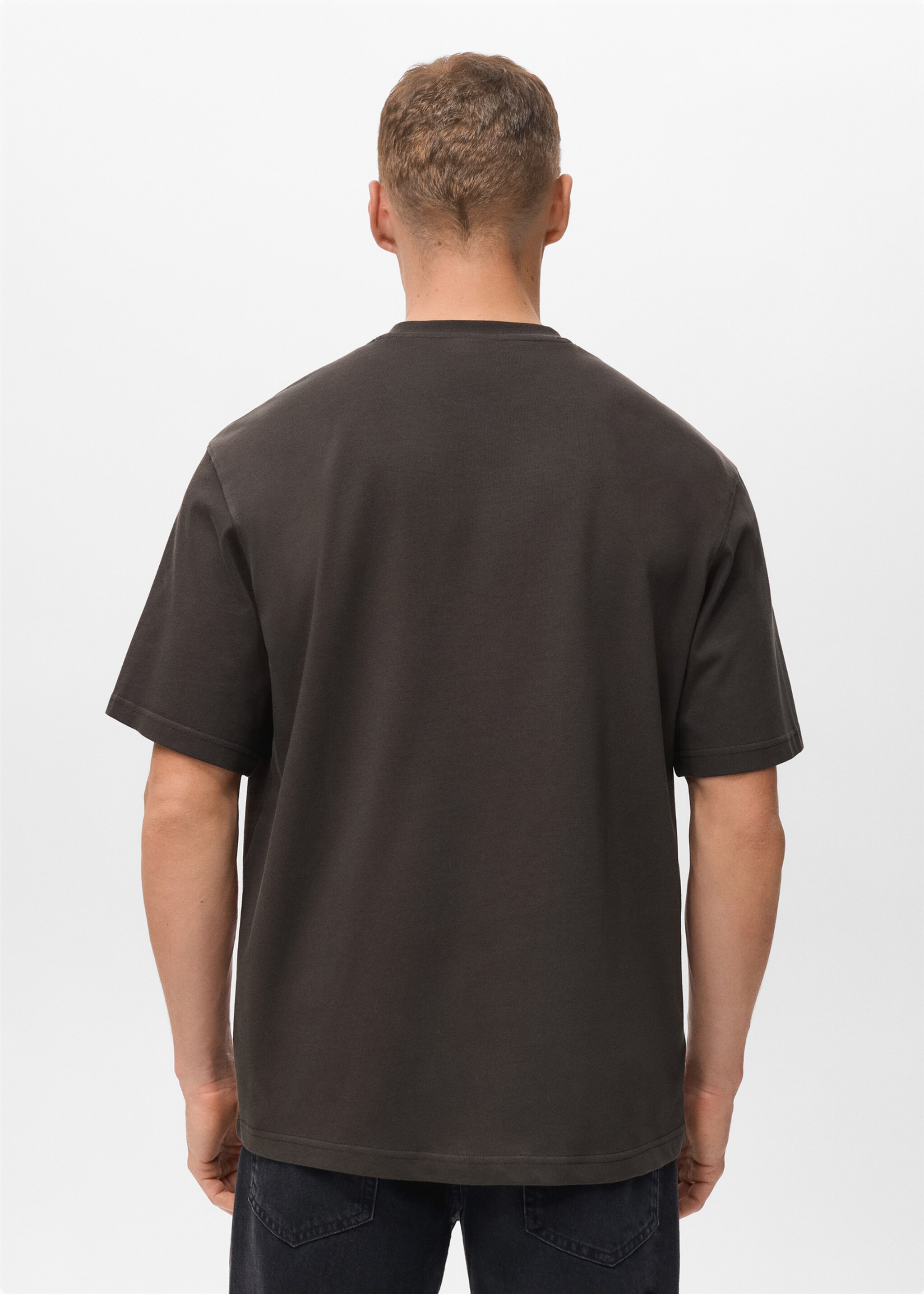 Relaxed Fit-T-Shirt aus 100 % Baumwolle - Rückseite des Artikels, Schokolade. Ref: 17011240-00.