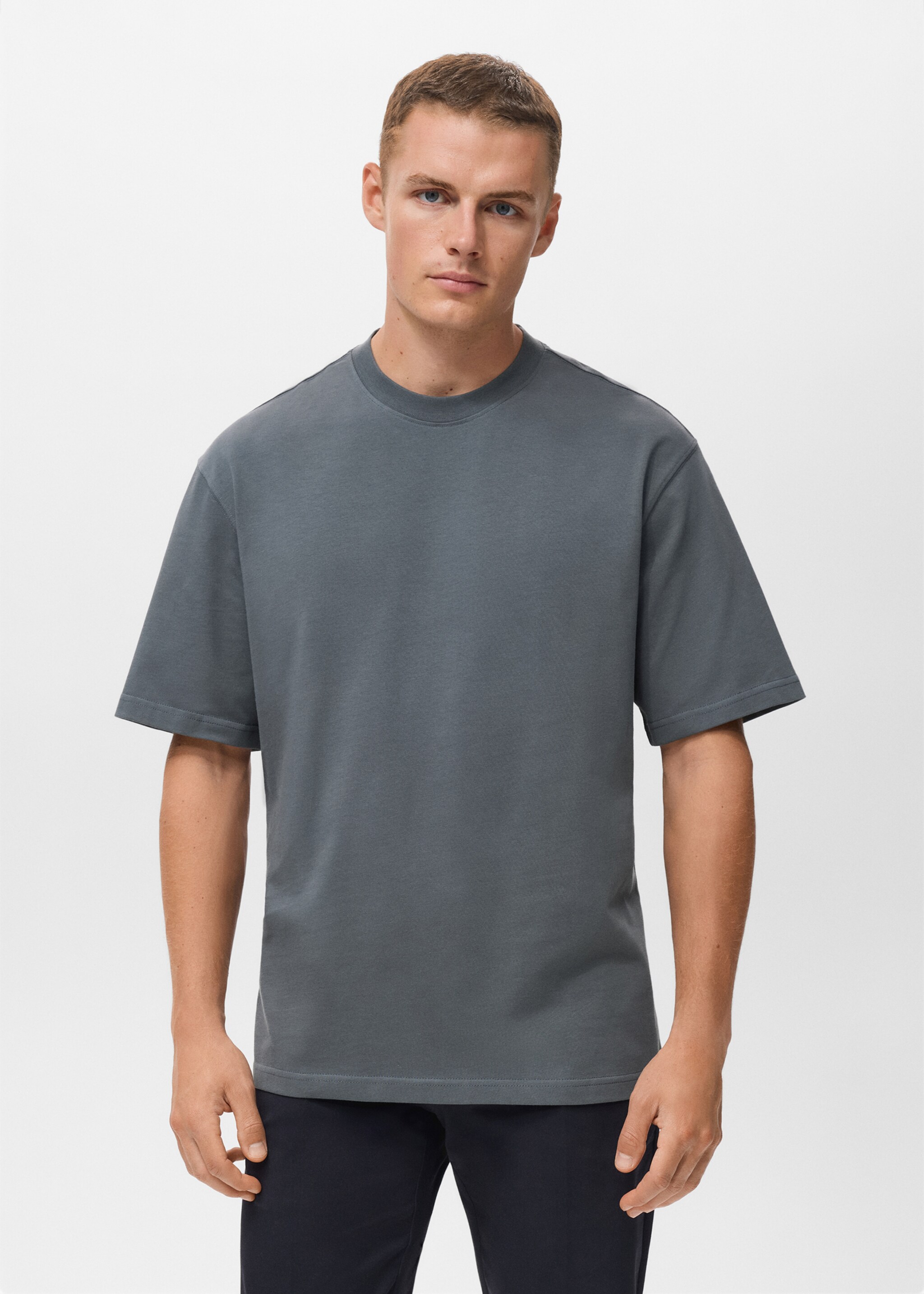 Relaxed Fit-T-Shirt aus 100 % Baumwolle - Mittlere Ansicht, Indigoblau. Ref: 17011240-00.