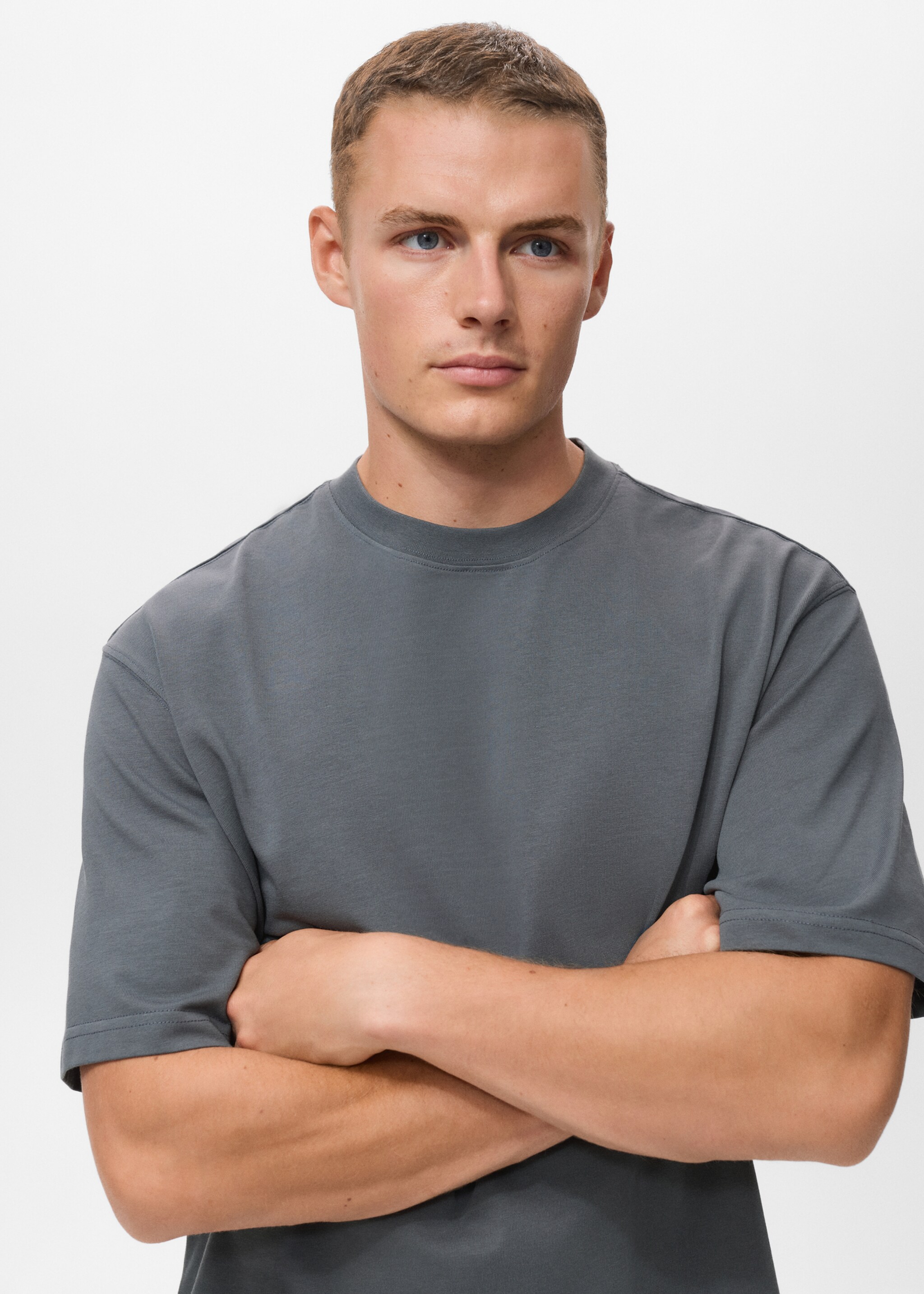 Relaxed Fit-T-Shirt aus 100 % Baumwolle - Detail des Artikels 1, Indigoblau. Ref: 17011240-00.