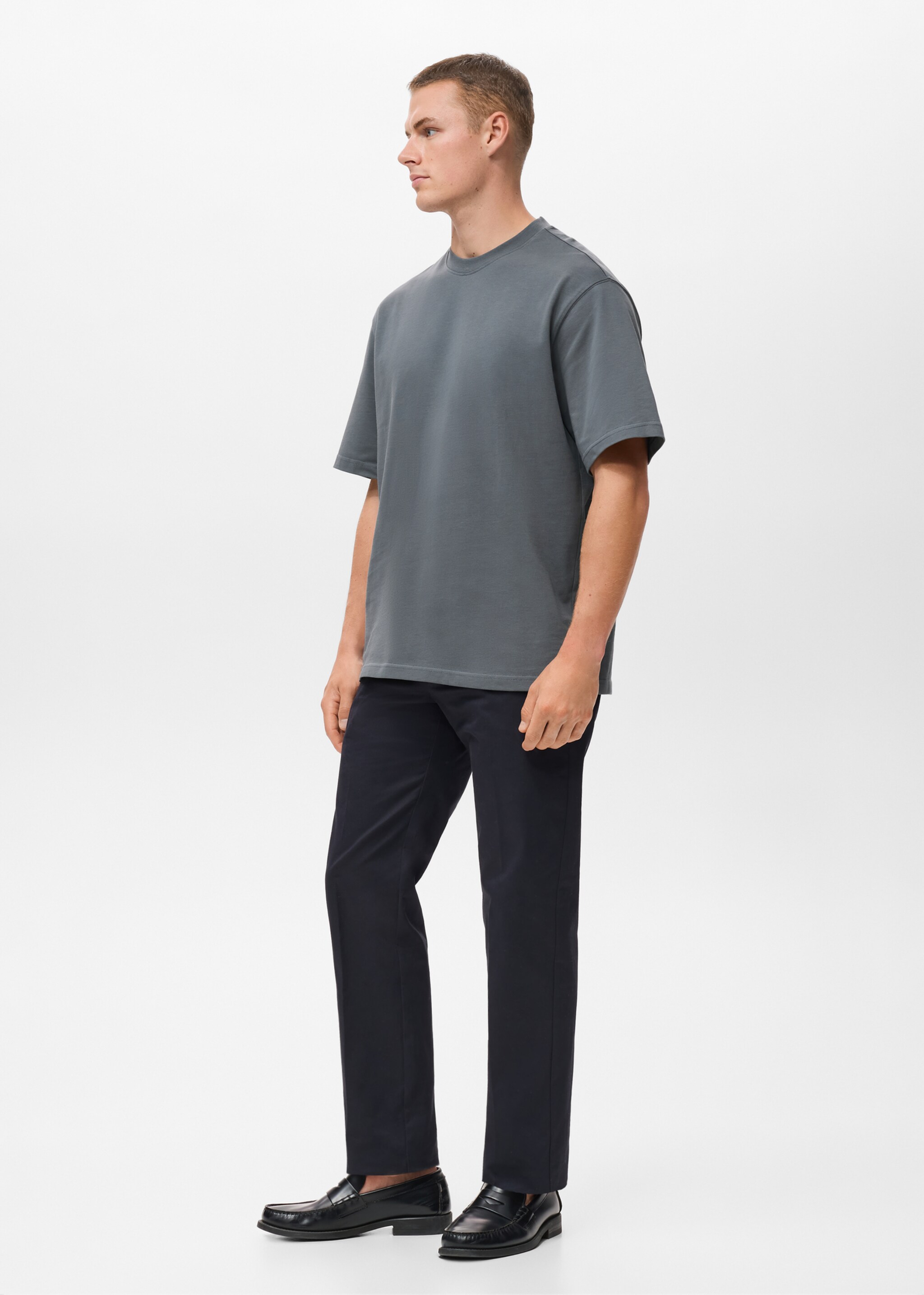 Relaxed Fit-T-Shirt aus 100 % Baumwolle - Detail des Artikels 2, Indigoblau. Ref: 17011240-00.