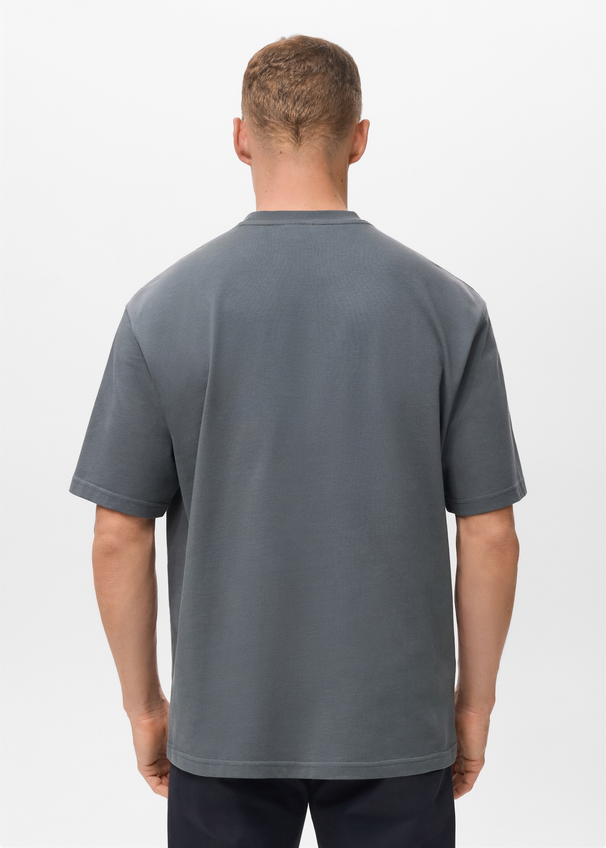 Relaxed Fit-T-Shirt aus 100 % Baumwolle - Rückseite des Artikels, Indigoblau. Ref: 17011240-00.