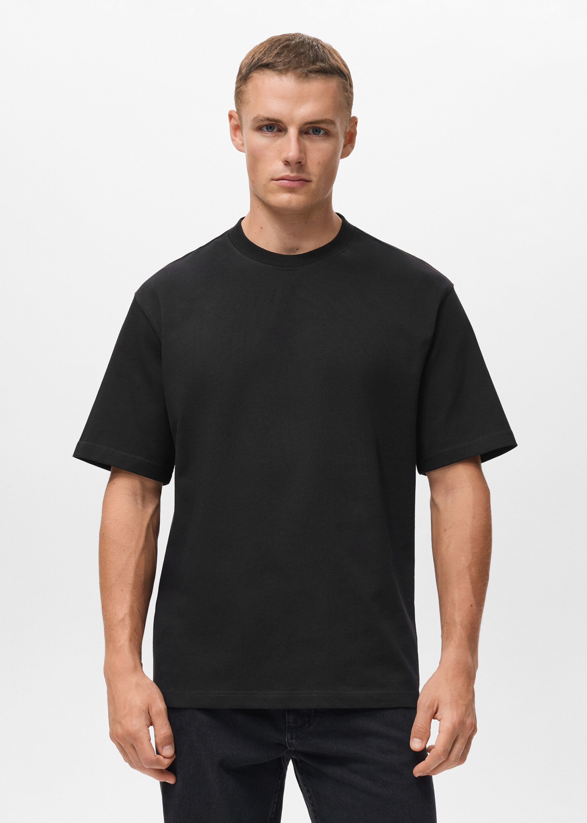 Relaxed Fit-T-Shirt aus 100 % Baumwolle - Mittlere Ansicht, Schwarz. Ref: 17011240-00.