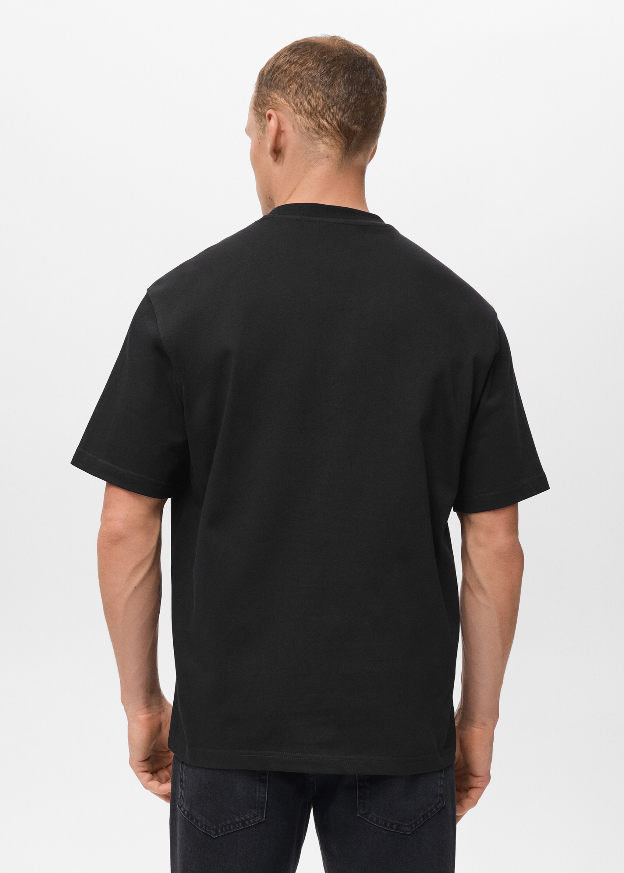 Relaxed Fit-T-Shirt aus 100 % Baumwolle - Rückseite des Artikels, Schwarz. Ref: 17011240-00.