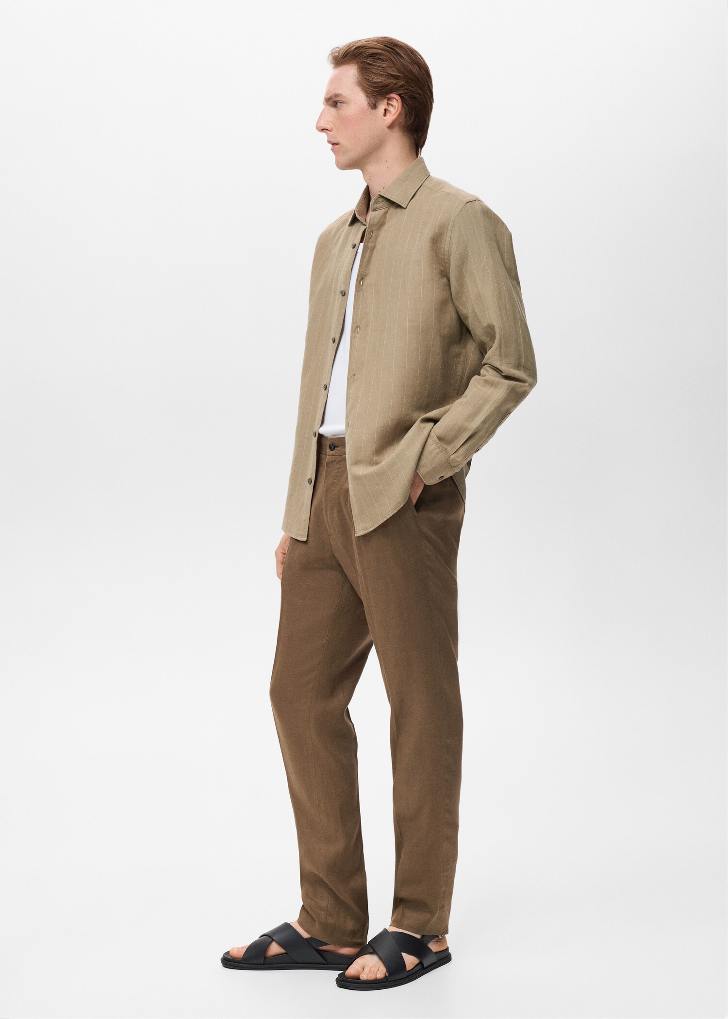 Linen pinstripe shirt - Details of the article 2